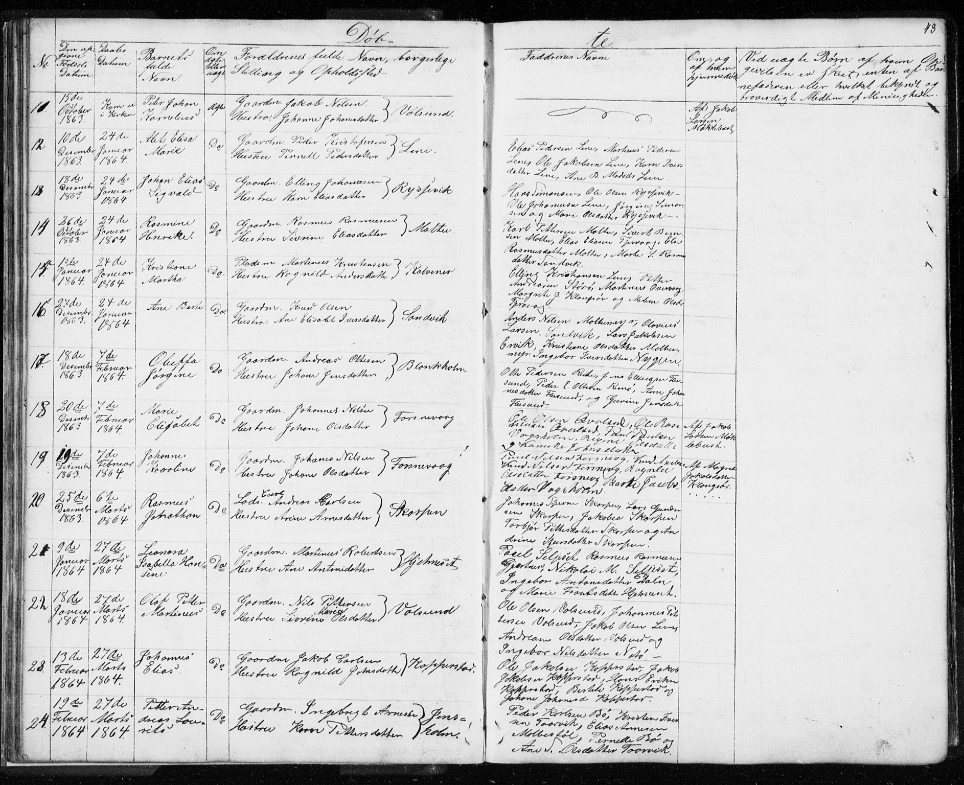 Ministerialprotokoller, klokkerbøker og fødselsregistre - Møre og Romsdal, AV/SAT-A-1454/507/L0079: Klokkerbok nr. 507C02, 1854-1877, s. 43