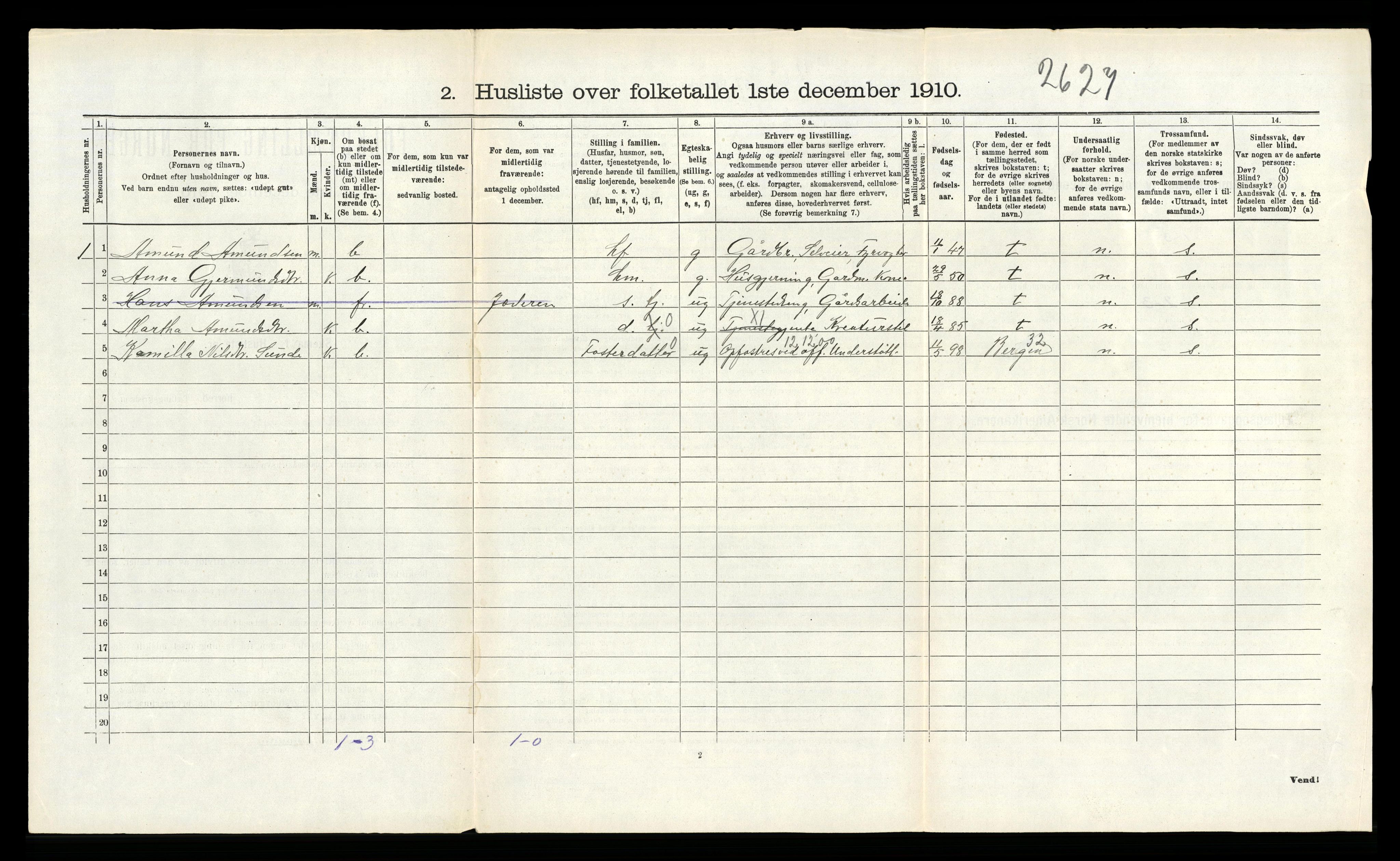 RA, Folketelling 1910 for 1238 Kvam herred, 1910, s. 996