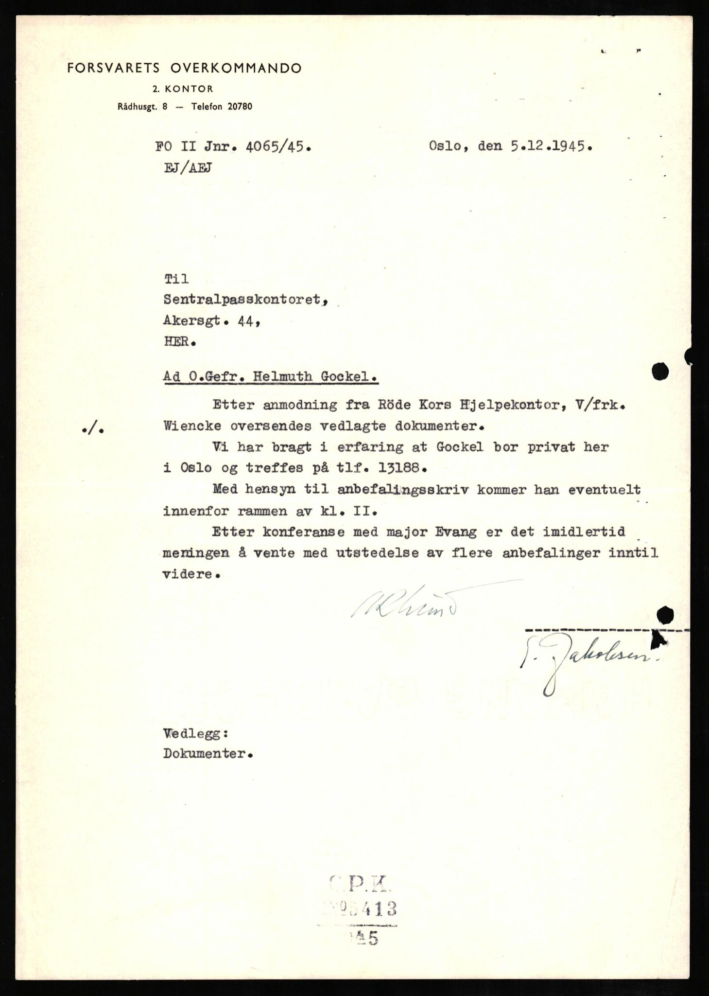 Forsvaret, Forsvarets overkommando II, AV/RA-RAFA-3915/D/Db/L0010: CI Questionaires. Tyske okkupasjonsstyrker i Norge. Tyskere., 1945-1946, s. 20