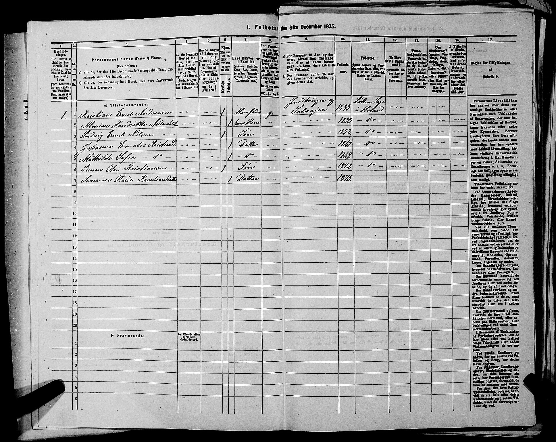 RA, Folketelling 1875 for 0221P Høland prestegjeld, 1875, s. 289