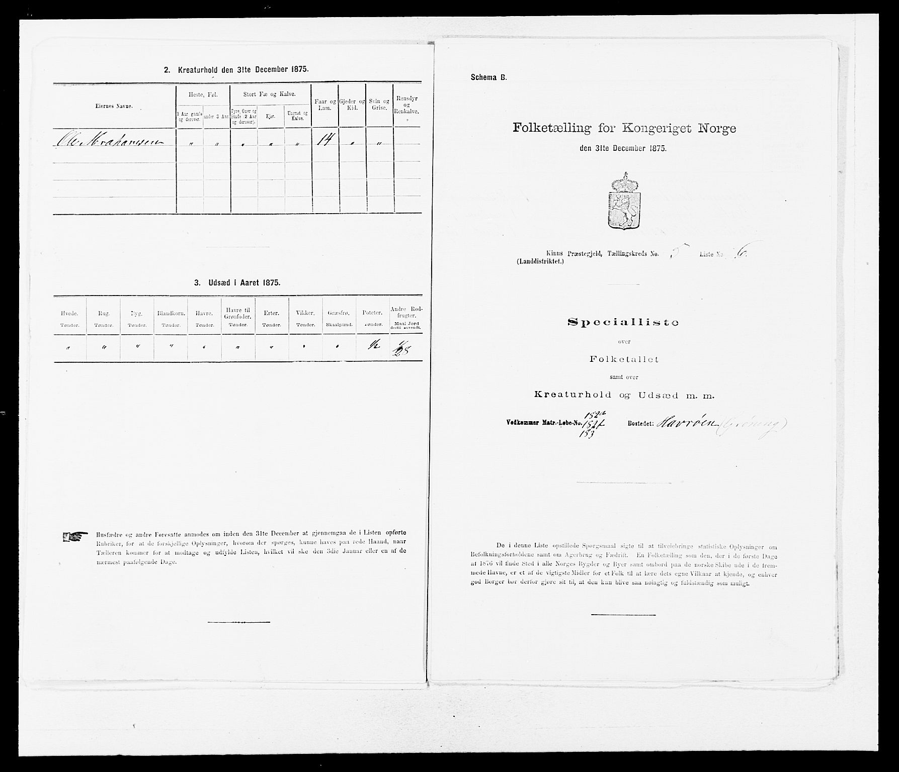 SAB, Folketelling 1875 for 1437L Kinn prestegjeld, Kinn sokn og Svanøy sokn, 1875, s. 522