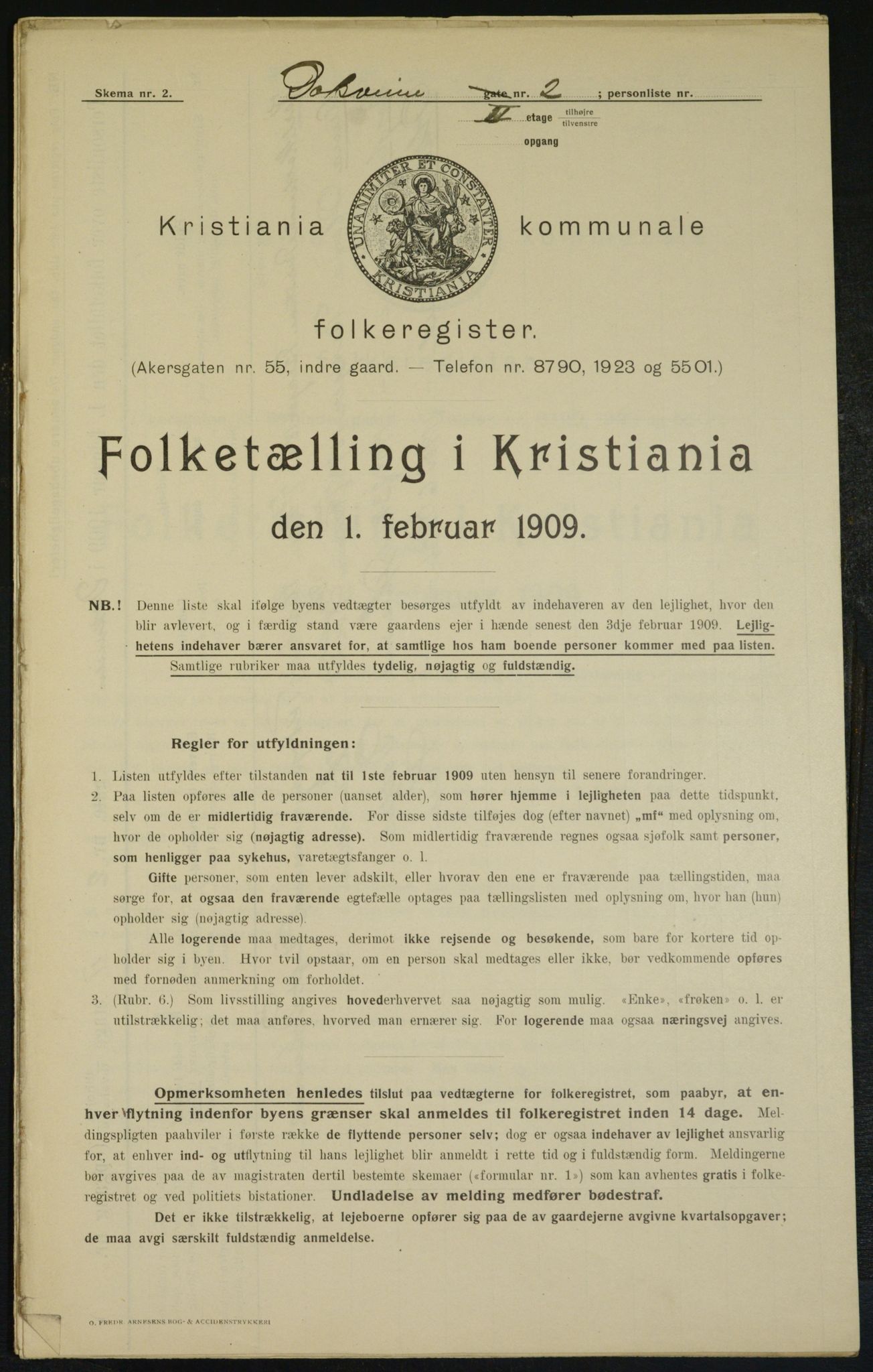 OBA, Kommunal folketelling 1.2.1909 for Kristiania kjøpstad, 1909, s. 14465