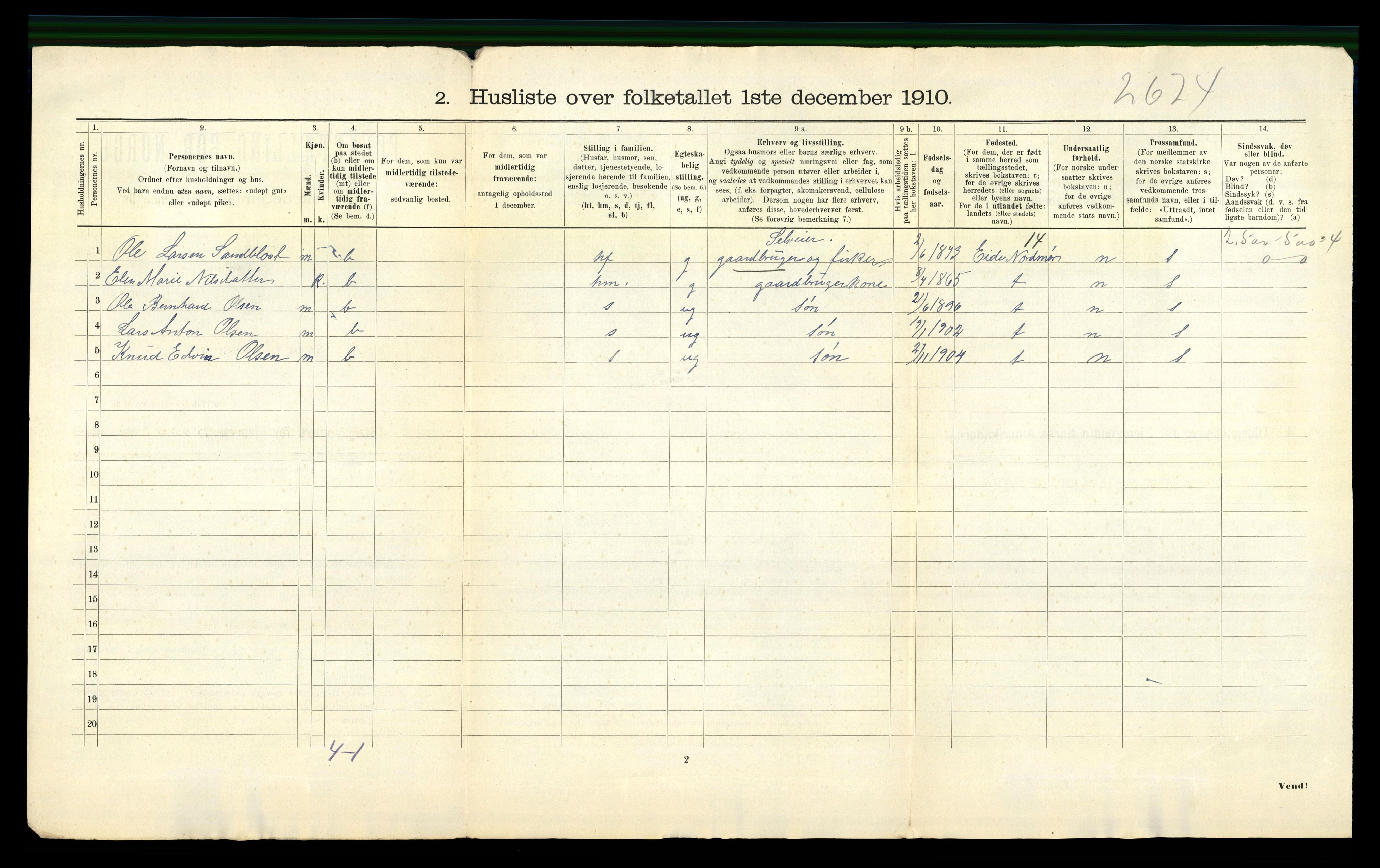 RA, Folketelling 1910 for 1549 Bud herred, 1910, s. 36