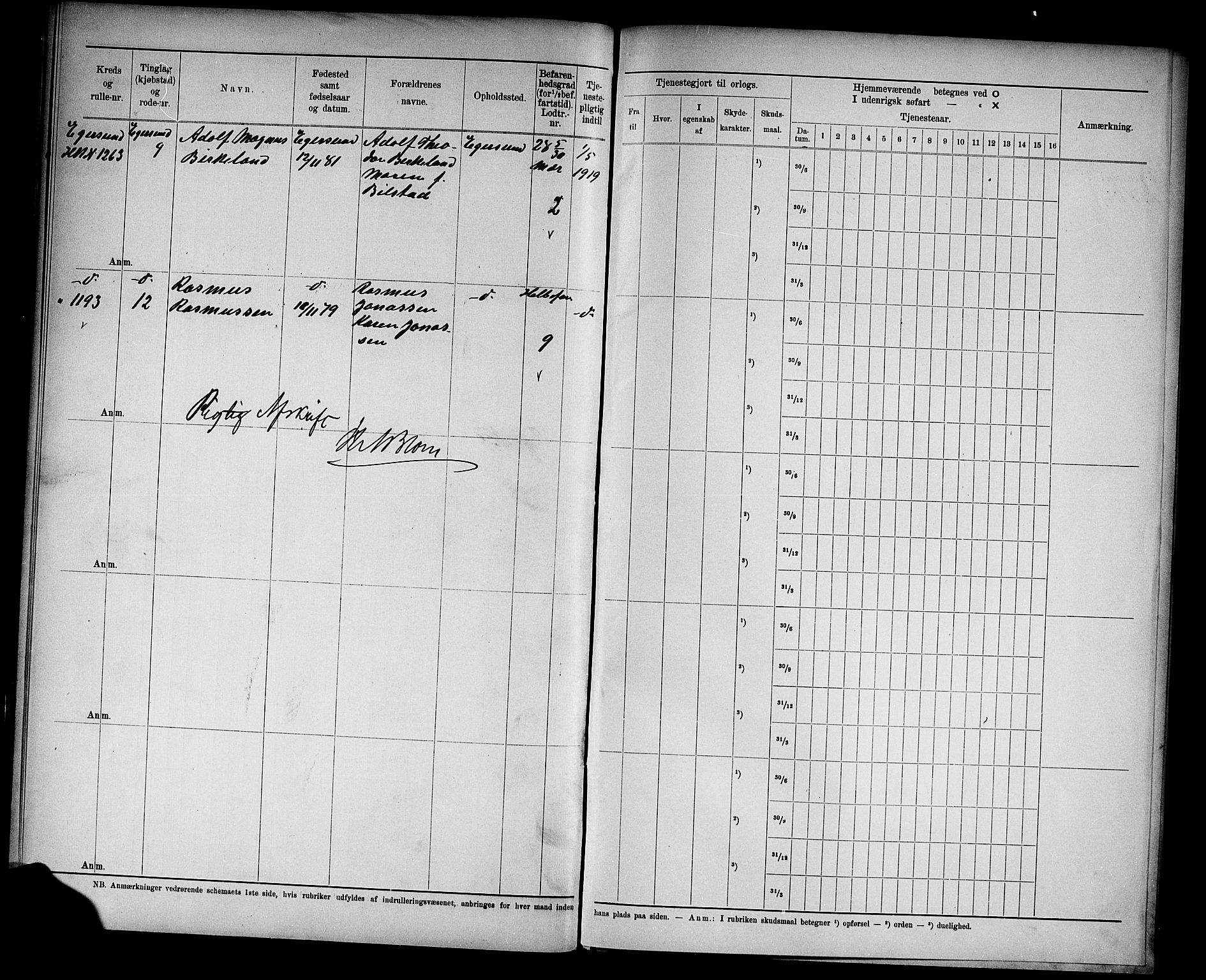 Kristiansand mønstringskrets, SAK/2031-0015/F/Fd/L0005: Rulle sjøvernepliktige, C-5, 1903, s. 44