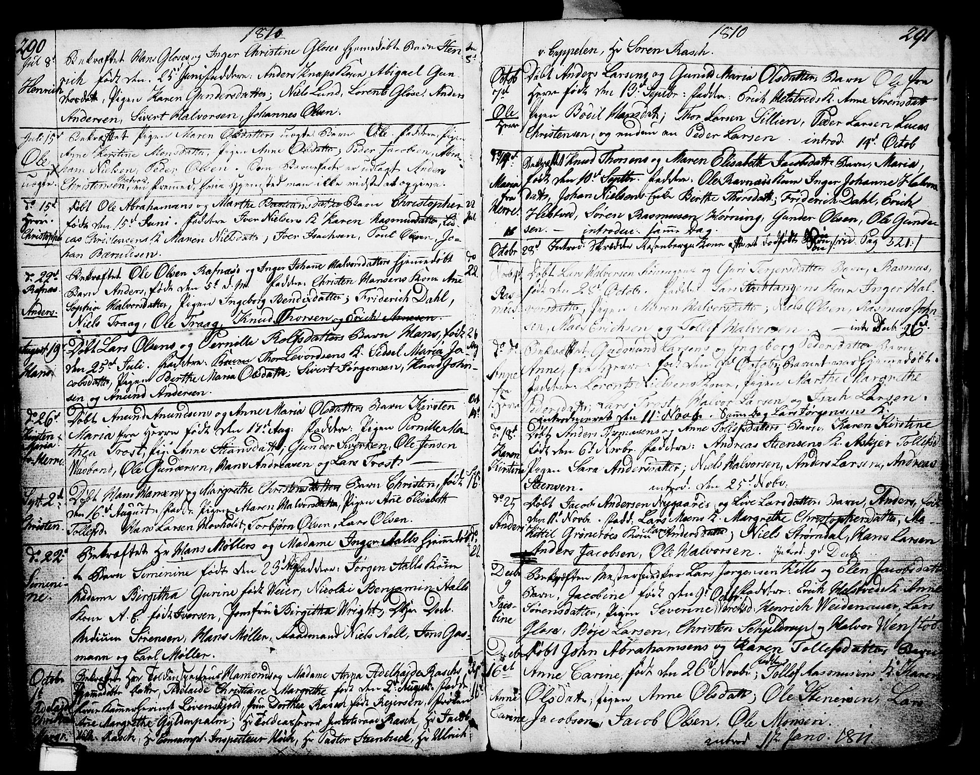 Porsgrunn kirkebøker , AV/SAKO-A-104/F/Fa/L0002: Ministerialbok nr. 2, 1764-1814, s. 290-291