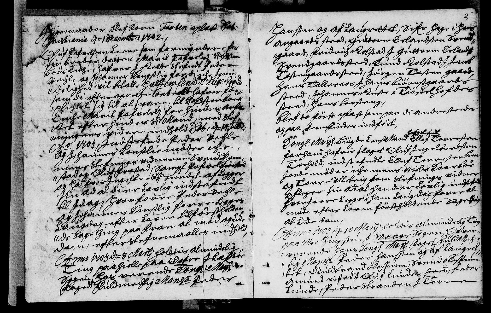 Sorenskriverier i Gudbrandsdalen, SAH/TING-036/G/Gb/Gba/L0031: Tingbok - Nord-Gudbrandsdal, 1703, s. 1b-2a