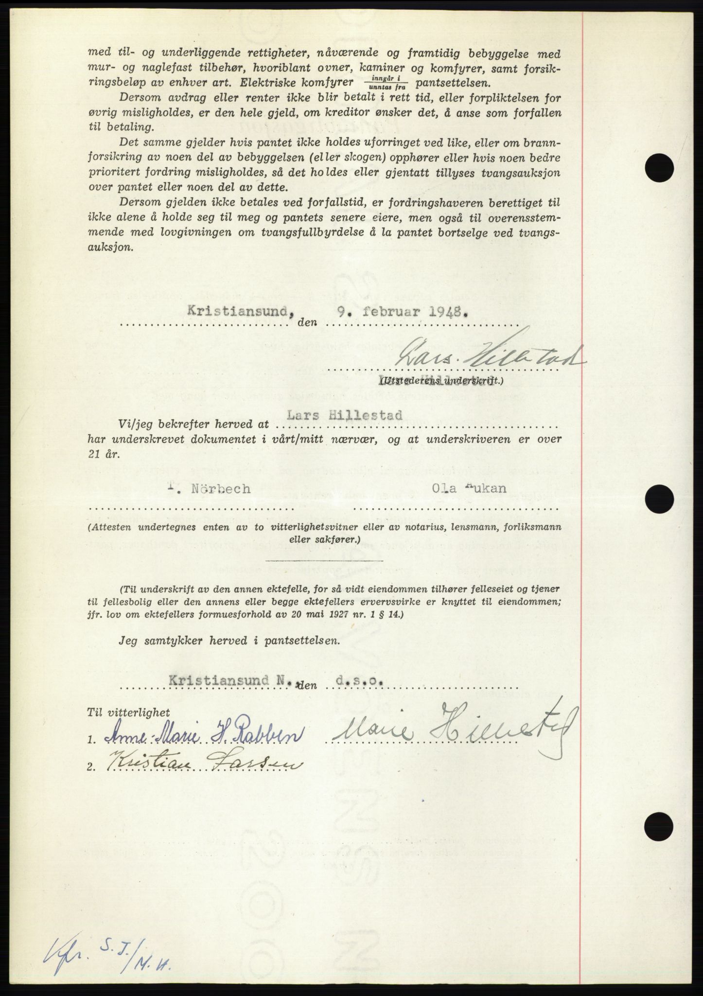 Nordmøre sorenskriveri, AV/SAT-A-4132/1/2/2Ca: Pantebok nr. B98, 1948-1948, Dagboknr: 439/1948