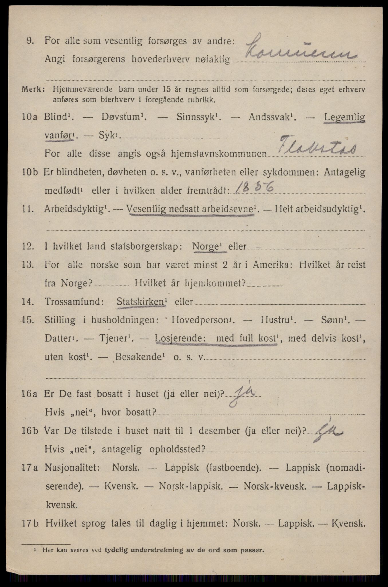 SAT, Folketelling 1920 for 1859 Flakstad herred, 1920, s. 996