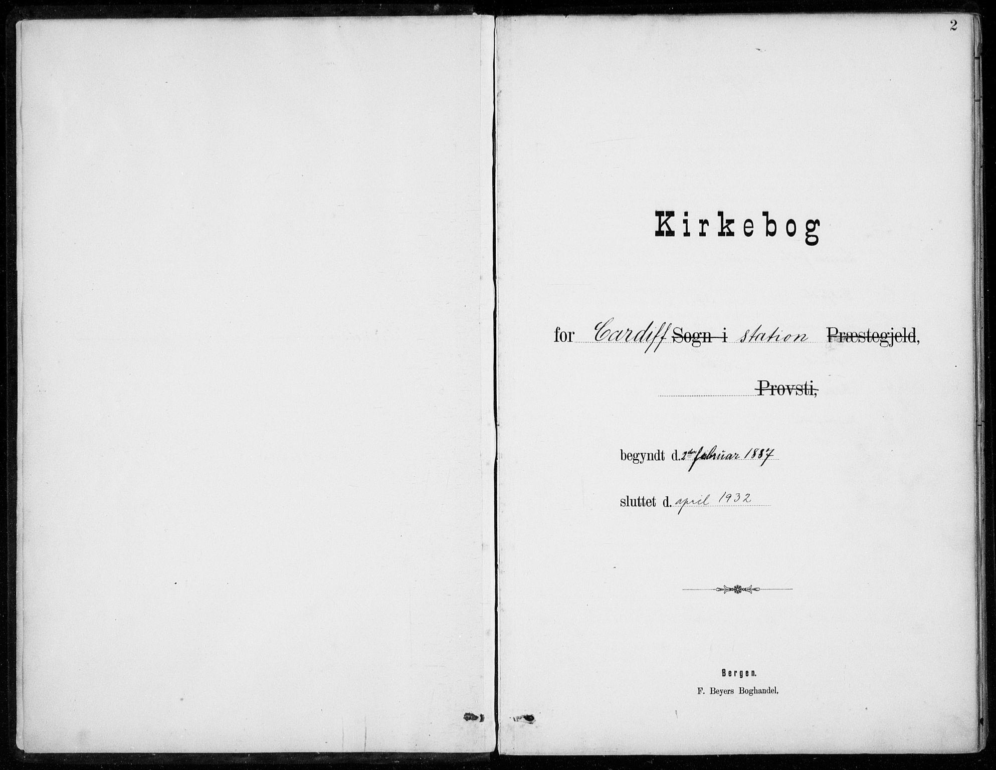 Den norske sjømannsmisjon i utlandet/Bristolhavnene(Cardiff-Swansea), SAB/SAB/PA-0102/H/Ha/Haa/L0002: Ministerialbok nr. A 2, 1887-1932, s. 2