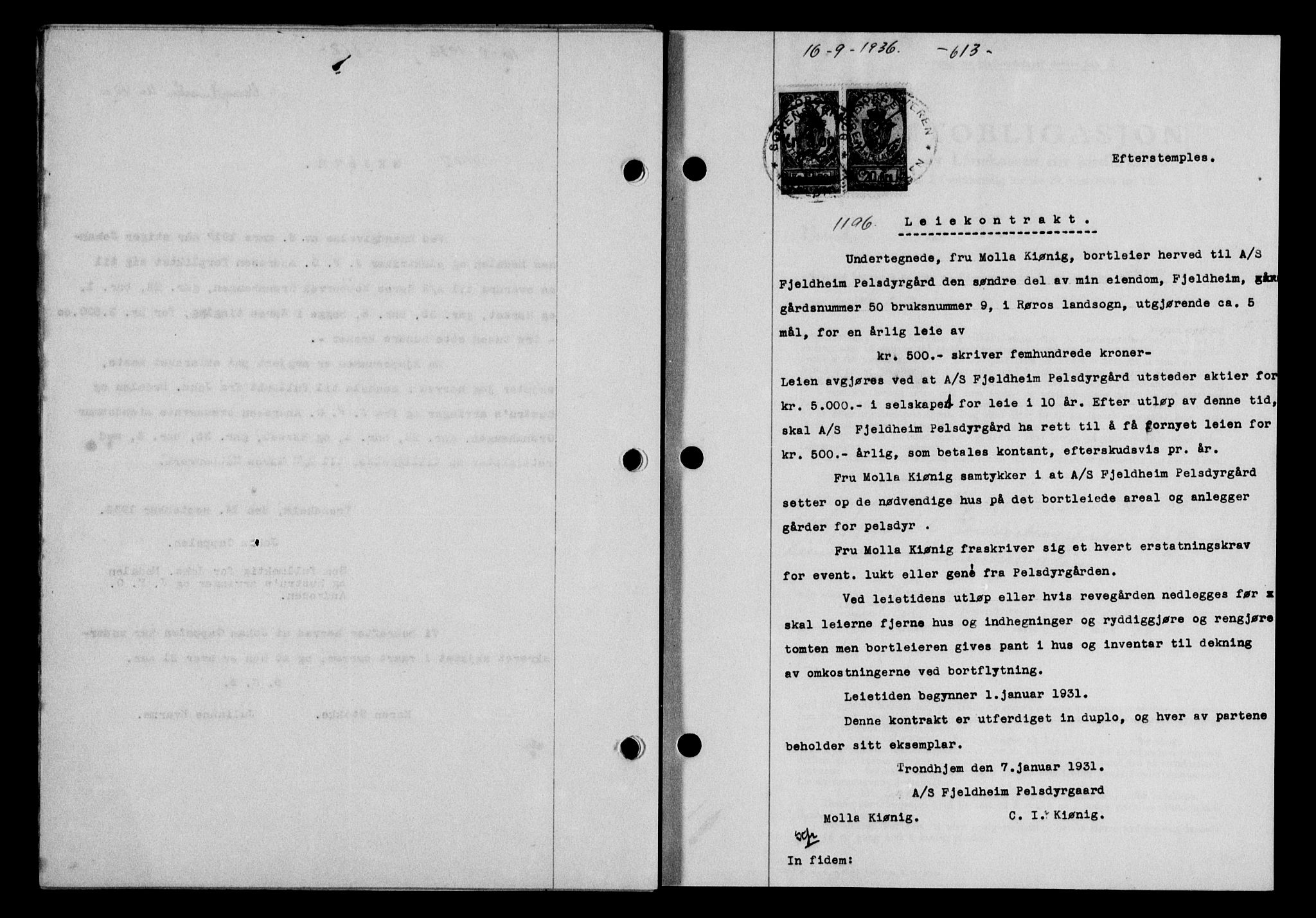 Gauldal sorenskriveri, SAT/A-0014/1/2/2C/L0046: Pantebok nr. 49-50, 1936-1937, Dagboknr: 1196/1936