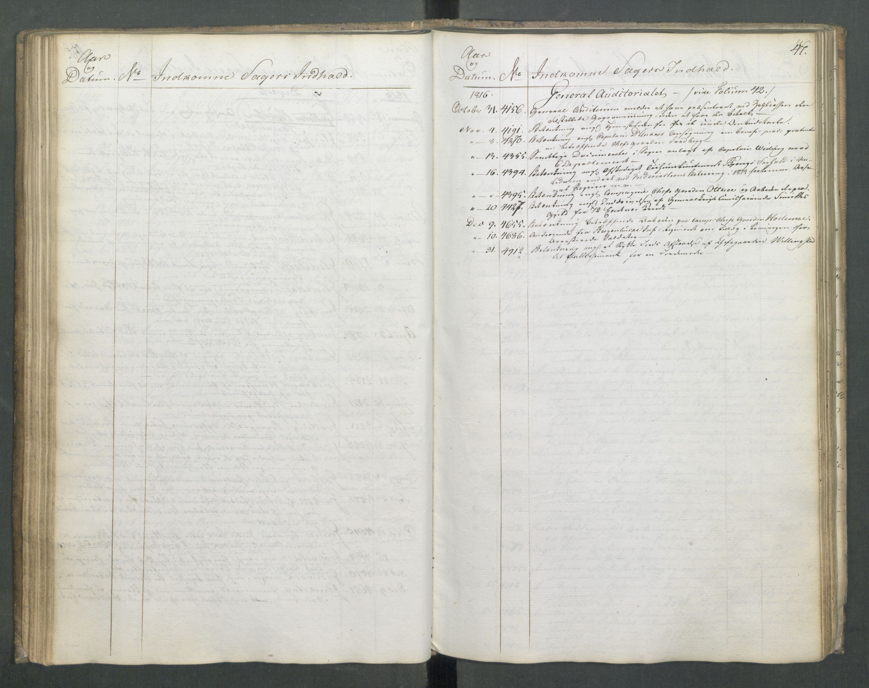 Armédepartementet, RA/RAFA-3493/C/Ca/L0010: 6. Departements Register Indg., 1816, s. 47