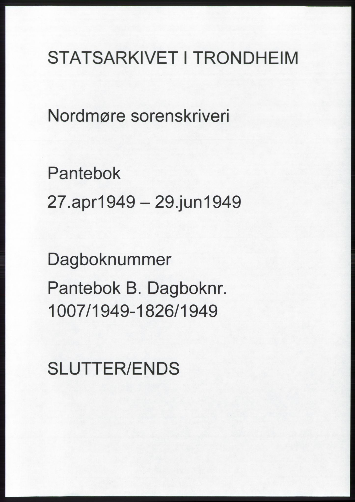 Nordmøre sorenskriveri, AV/SAT-A-4132/1/2/2Ca: Pantebok nr. B101, 1949-1949