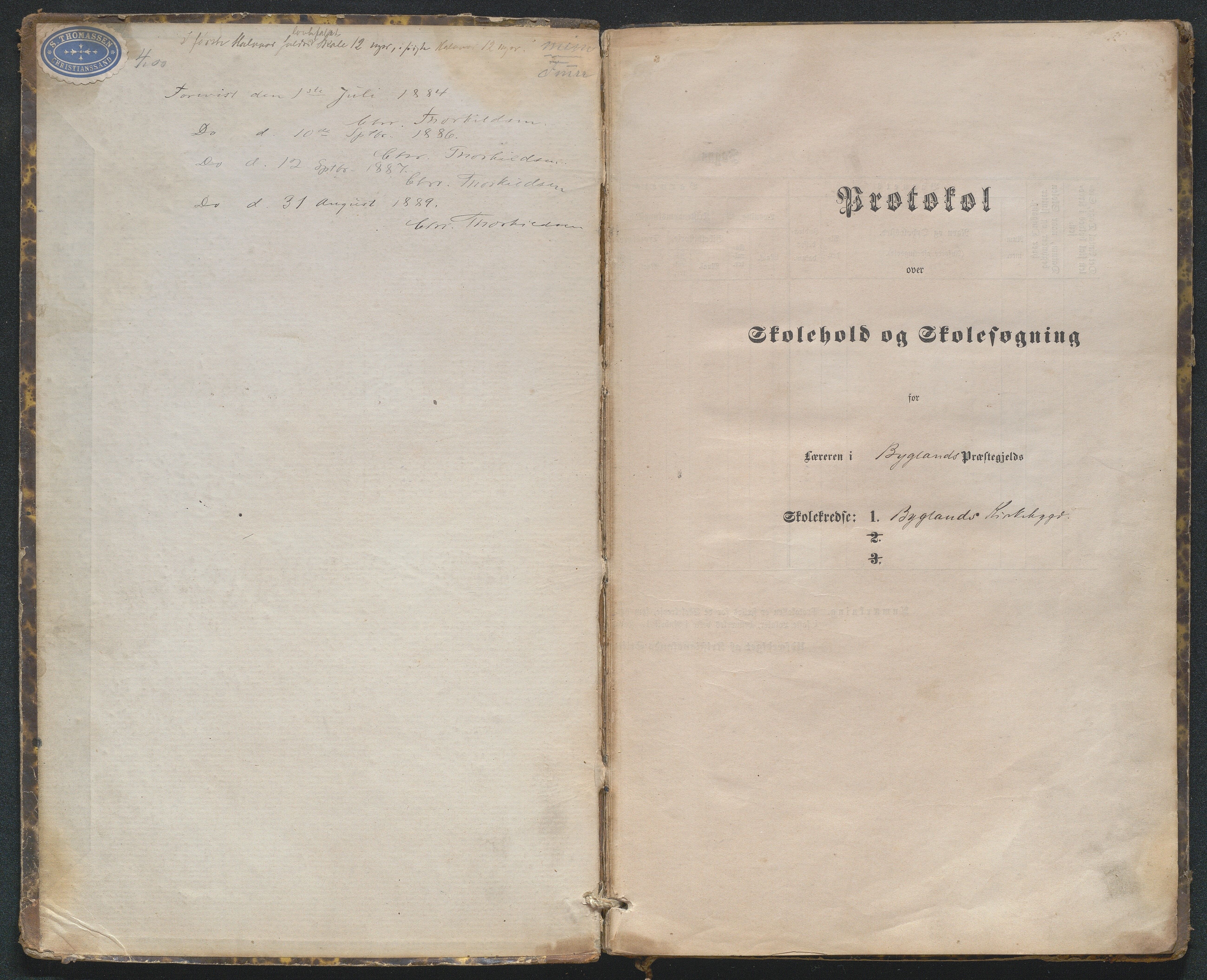 Bygland kommune, Skulekrinsar i Midt-Bygland, AAKS/KA0938-550b/F5/L0002: Skuleprotokoll Bygland, 1883-1896