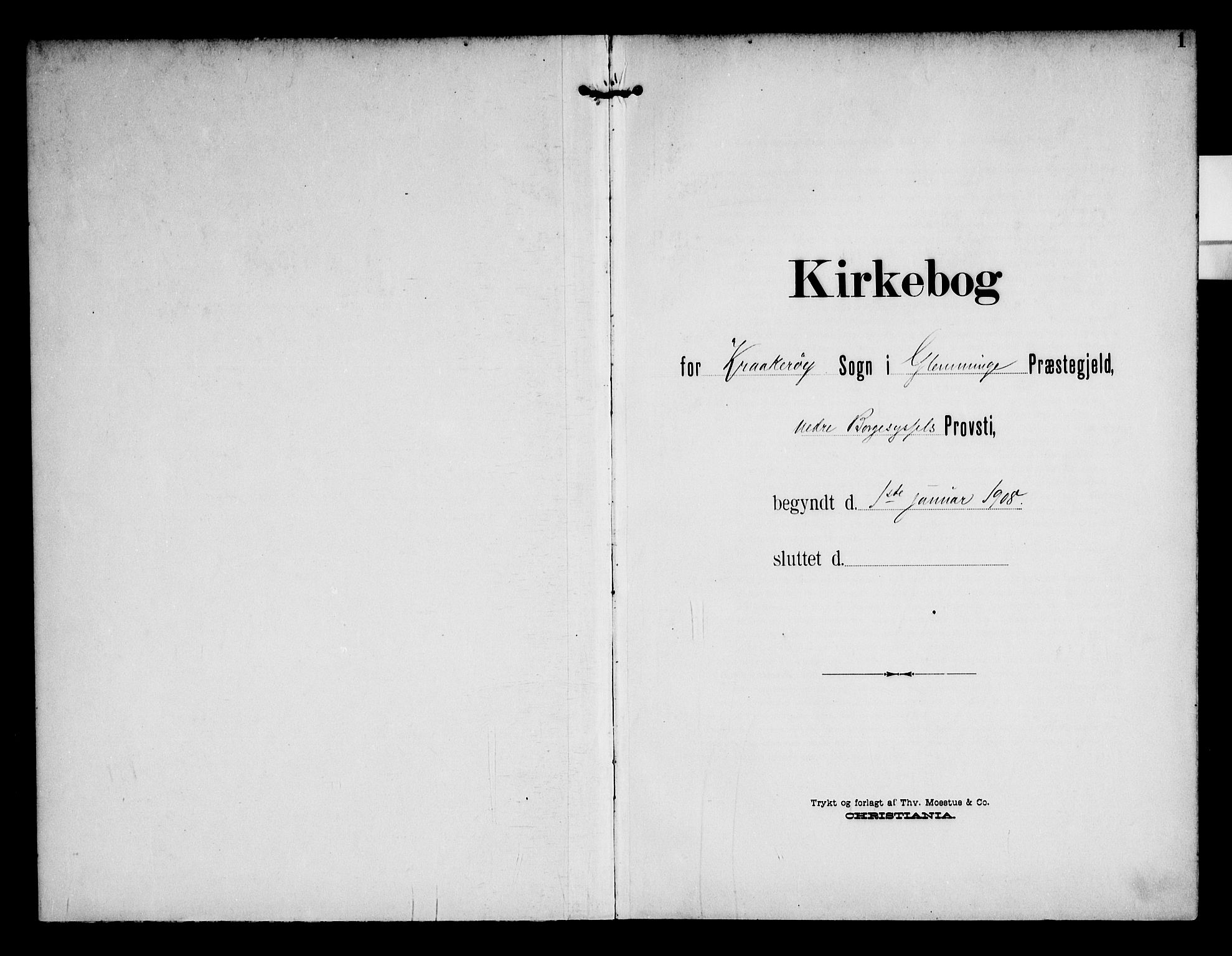 Kråkerøy prestekontor Kirkebøker, SAO/A-10912/F/Fa/L0002: Ministerialbok nr. 2, 1908-1993, s. 1
