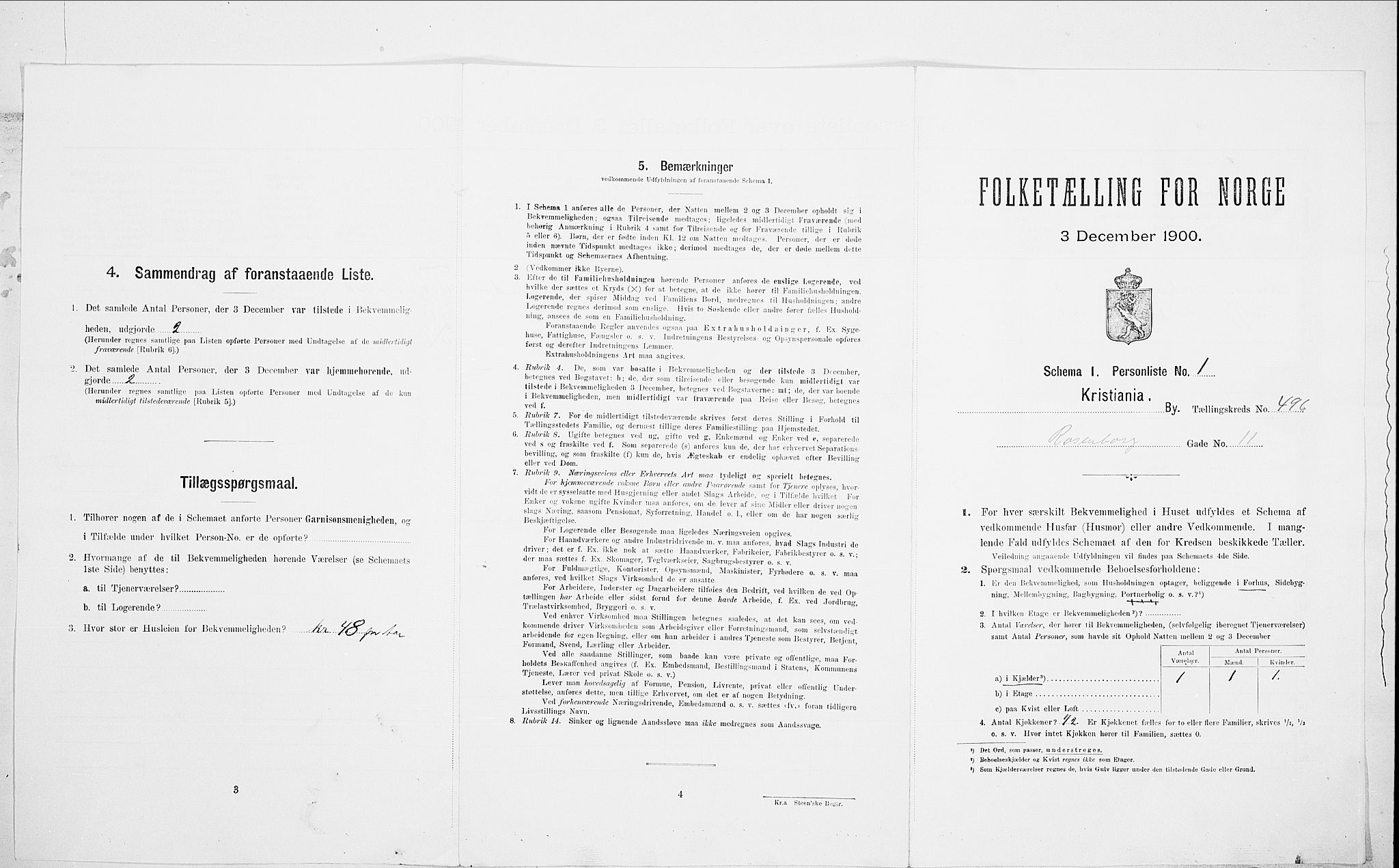 SAO, Folketelling 1900 for 0301 Kristiania kjøpstad, 1900, s. 75106