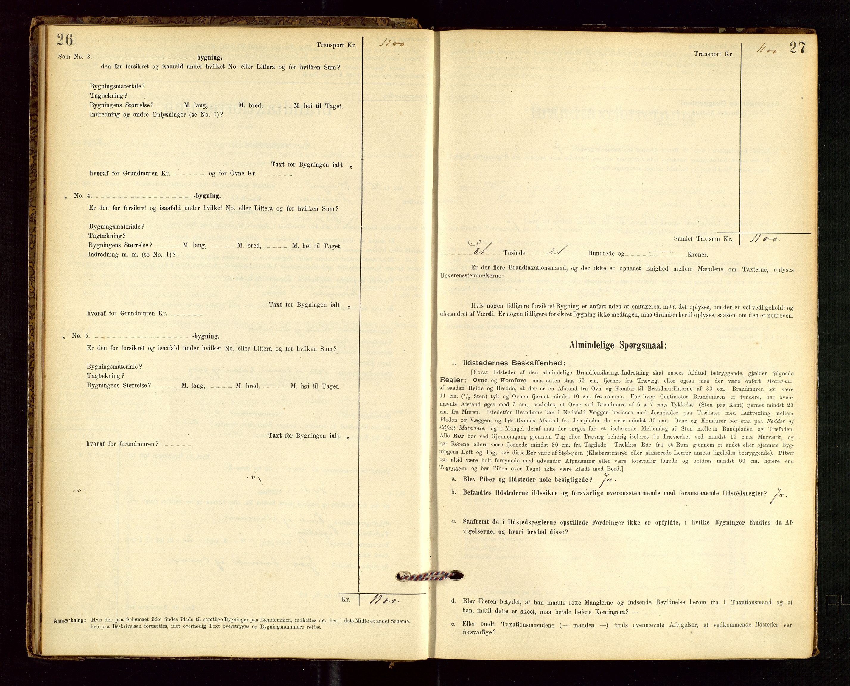 Tysvær lensmannskontor, AV/SAST-A-100192/Gob/L0001: "Brandtaxationsprotokol for Tysvær Lensmandsdistrikt Ryfylke Fogderi", 1894-1916, s. 26-27