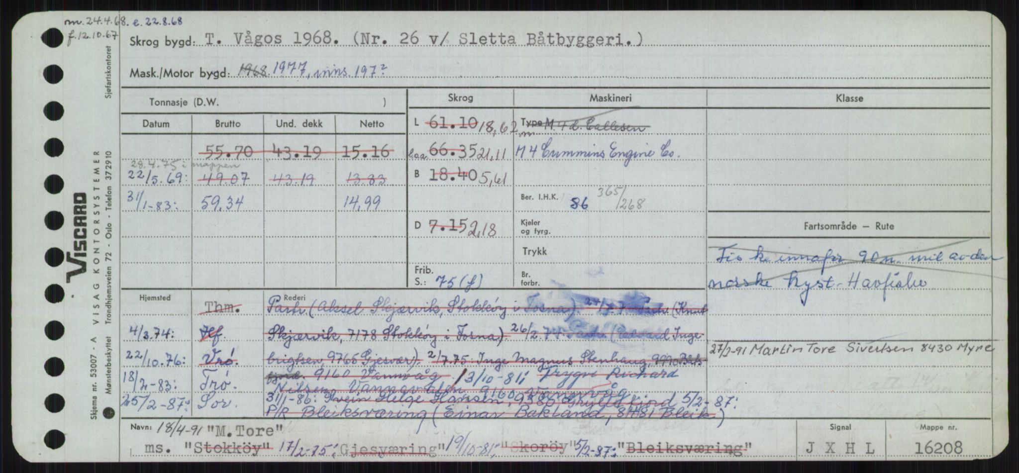 Sjøfartsdirektoratet med forløpere, Skipsmålingen, RA/S-1627/H/Ha/L0003/0002: Fartøy, Hilm-Mar / Fartøy, Kom-Mar, s. 801