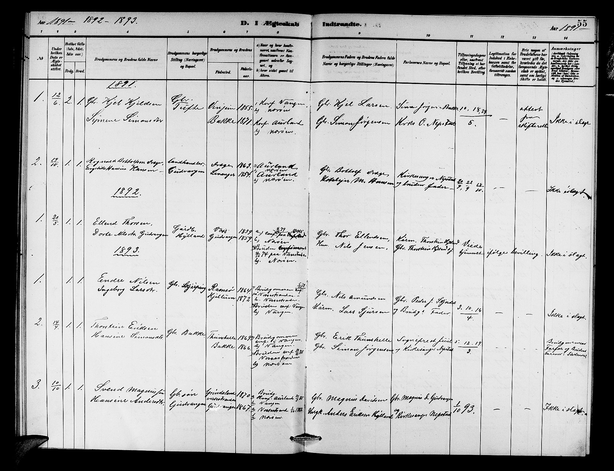 Aurland sokneprestembete, SAB/A-99937/H/Hb/Hbc/L0002: Klokkerbok nr. C 2, 1883-1900, s. 55