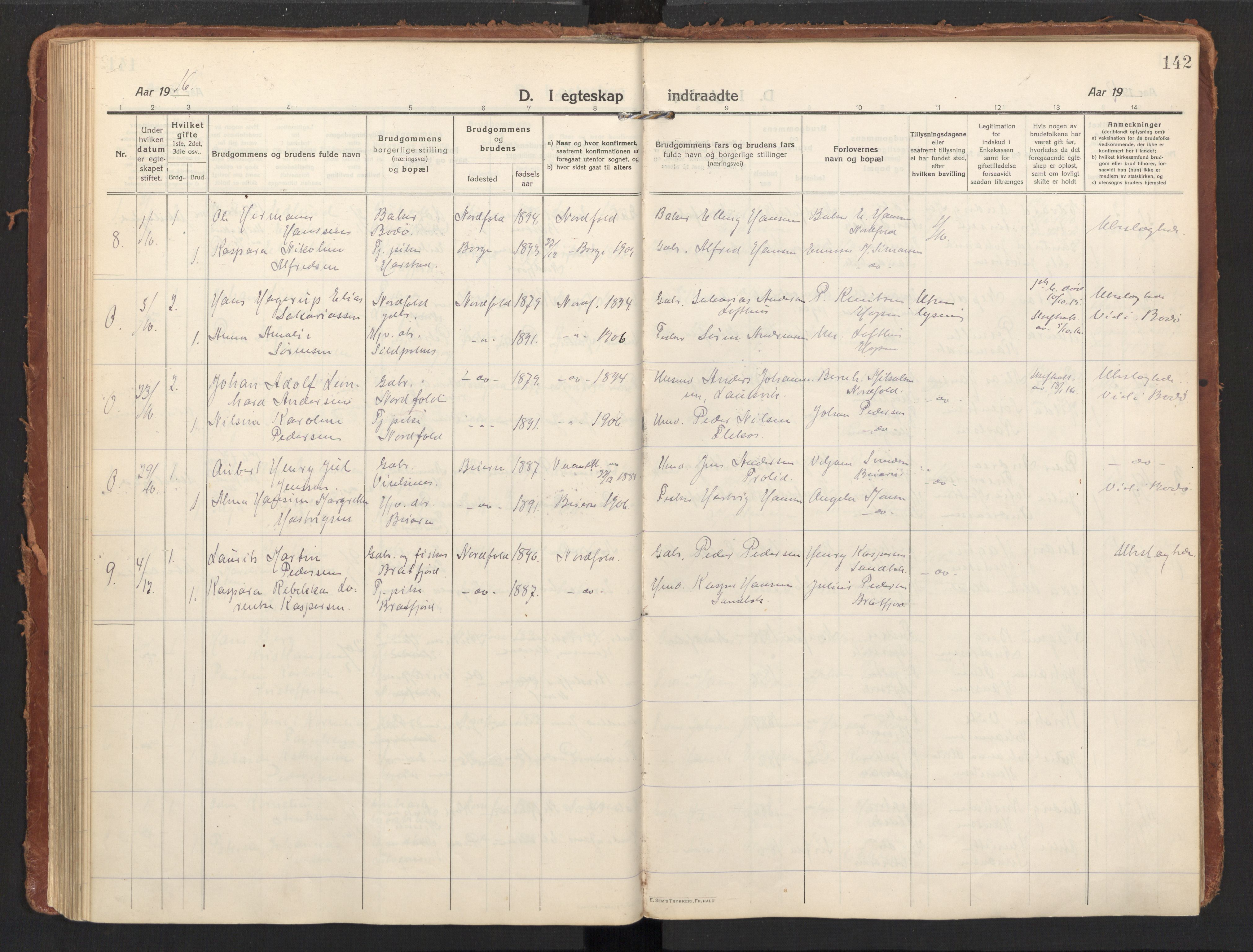 Ministerialprotokoller, klokkerbøker og fødselsregistre - Nordland, AV/SAT-A-1459/858/L0833: Ministerialbok nr. 858A03, 1916-1934, s. 142