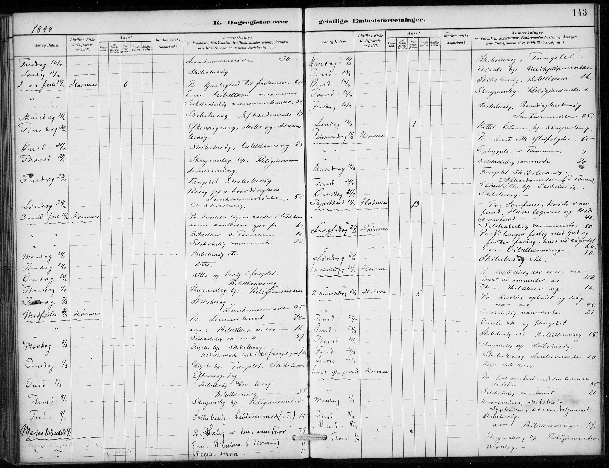 Den norske sjømannsmisjon i utlandet/Antwerpen, AV/SAB-SAB/PA-0105/H/Ha/L0002: Ministerialbok nr. A 2, 1887-1913, s. 143