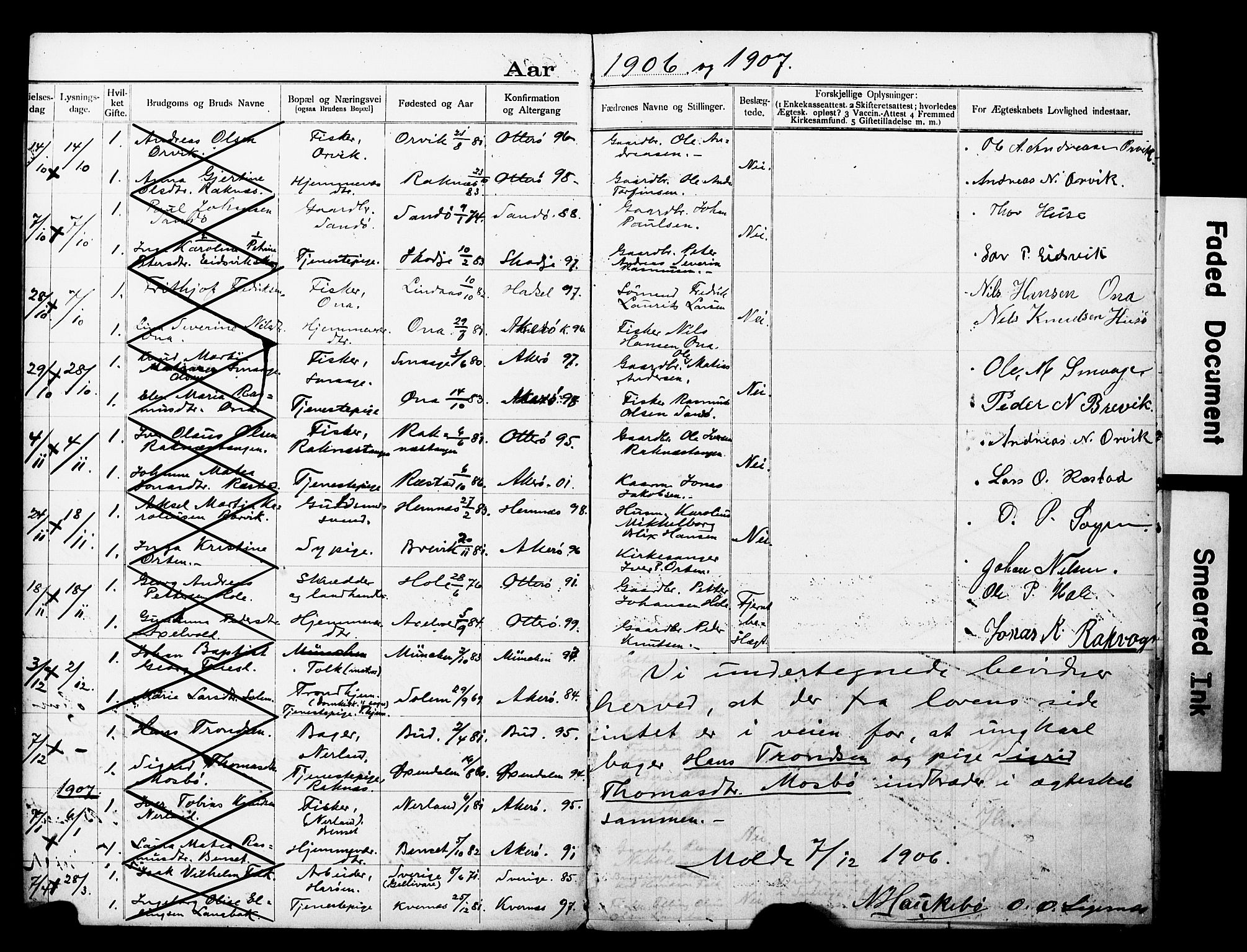 Ministerialprotokoller, klokkerbøker og fødselsregistre - Møre og Romsdal, SAT/A-1454/560/L0723: Lysningsprotokoll nr. 560A07, 1903-1916