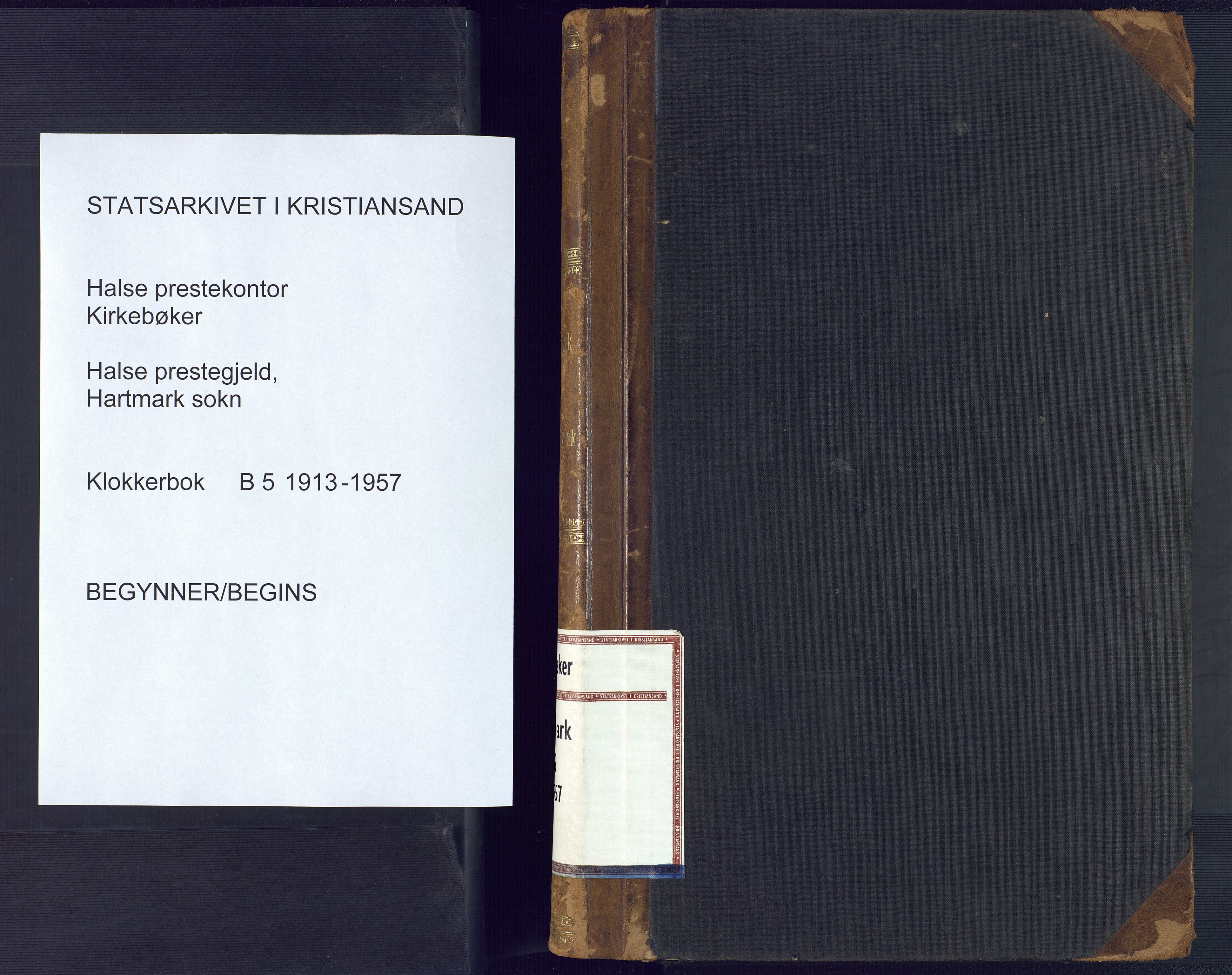 Mandal sokneprestkontor, SAK/1111-0030/F/Fb/Fbb/L0005: Klokkerbok nr. B 5, 1913-1957