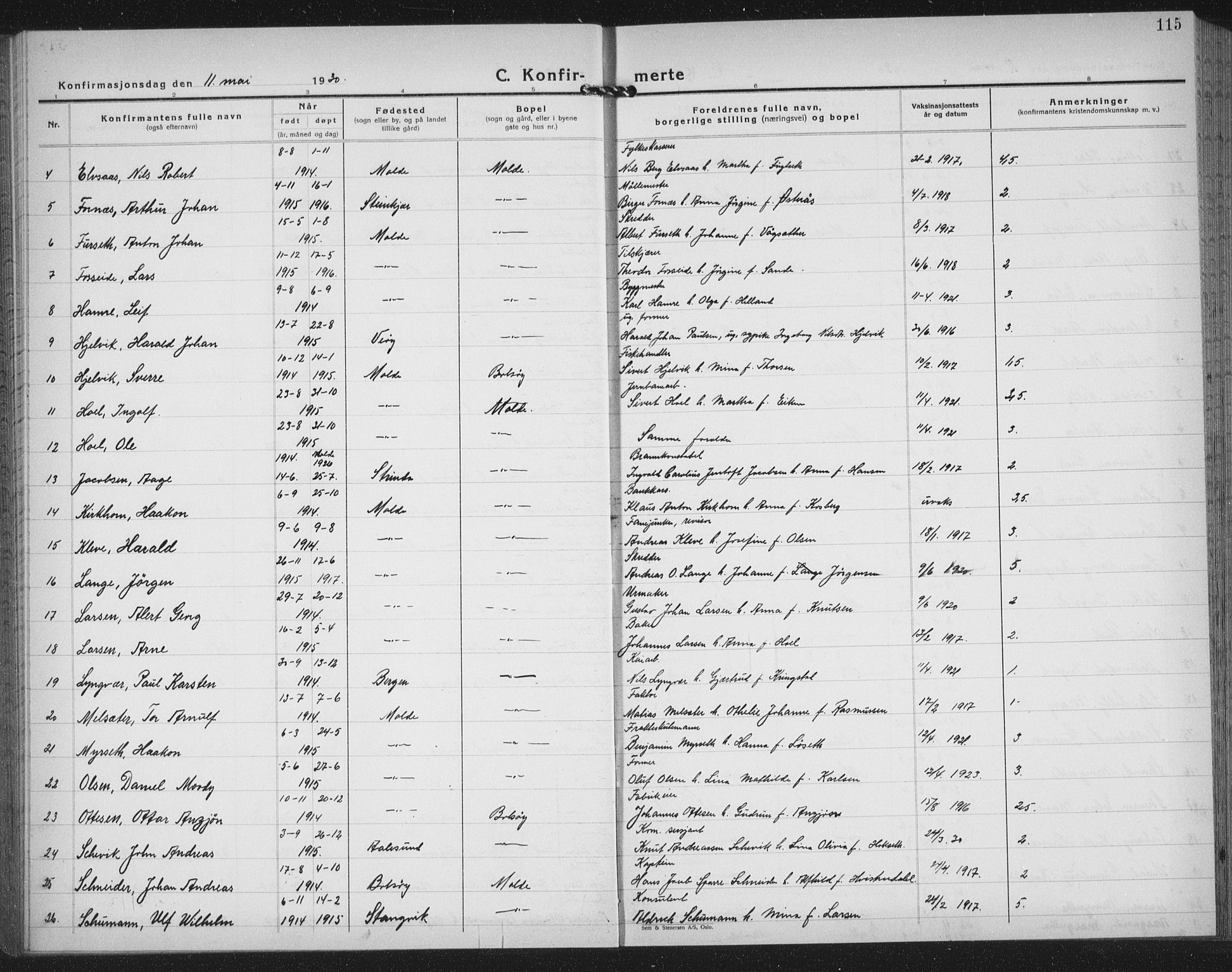 Ministerialprotokoller, klokkerbøker og fødselsregistre - Møre og Romsdal, AV/SAT-A-1454/558/L0704: Klokkerbok nr. 558C05, 1921-1942, s. 115