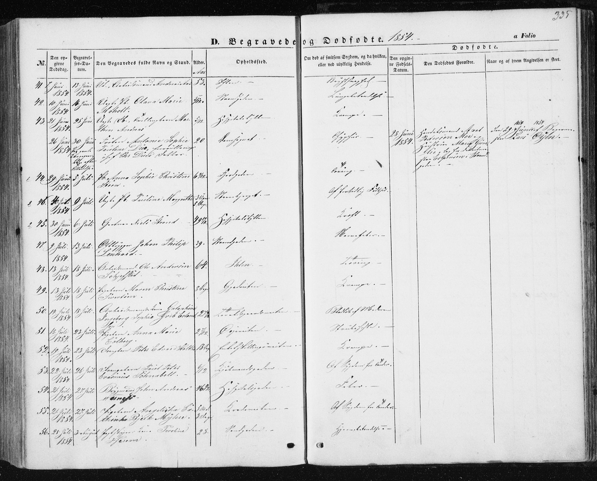 Ministerialprotokoller, klokkerbøker og fødselsregistre - Sør-Trøndelag, SAT/A-1456/602/L0112: Ministerialbok nr. 602A10, 1848-1859, s. 335