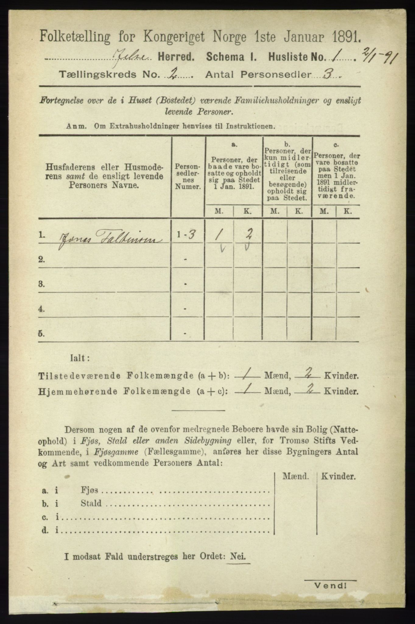 RA, Folketelling 1891 for 1138 Jelsa herred, 1891, s. 227