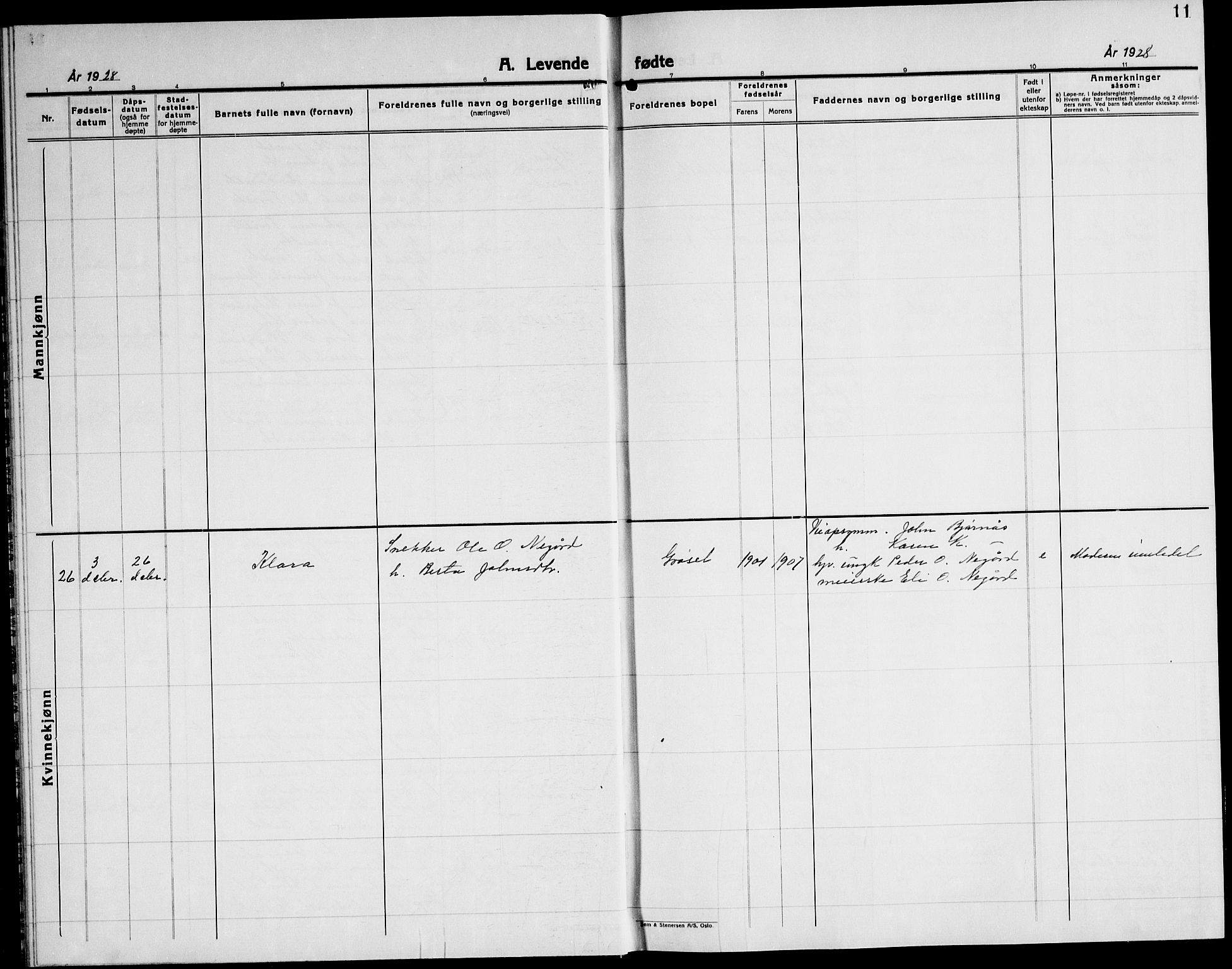 Ministerialprotokoller, klokkerbøker og fødselsregistre - Møre og Romsdal, SAT/A-1454/598/L1080: Klokkerbok nr. 598C05, 1927-1944, s. 11