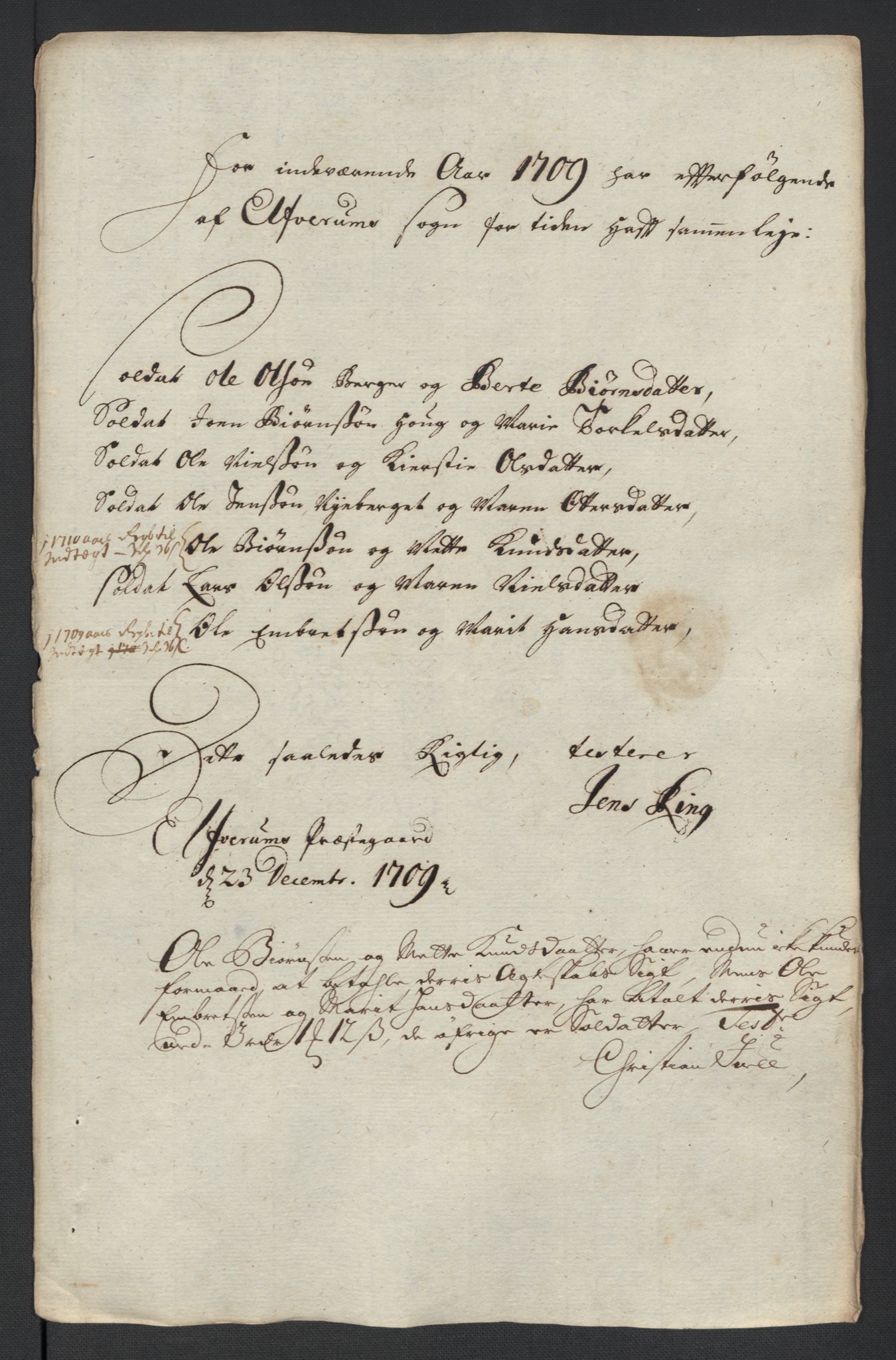 Rentekammeret inntil 1814, Reviderte regnskaper, Fogderegnskap, AV/RA-EA-4092/R13/L0846: Fogderegnskap Solør, Odal og Østerdal, 1709, s. 65