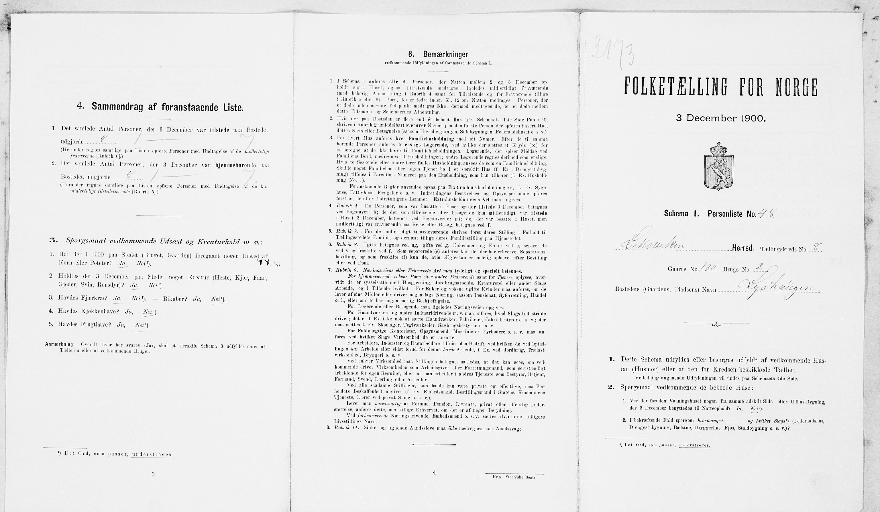 SAT, Folketelling 1900 for 1718 Leksvik herred, 1900, s. 999