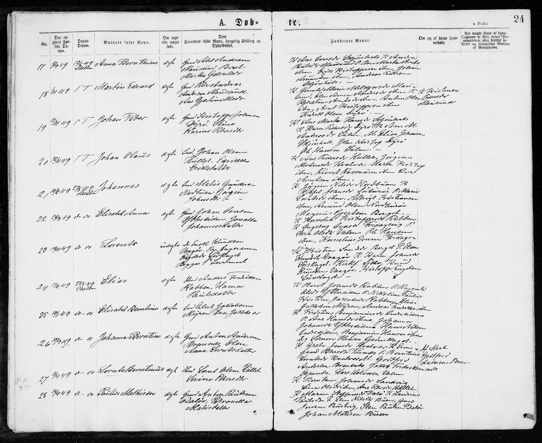 Ministerialprotokoller, klokkerbøker og fødselsregistre - Sør-Trøndelag, SAT/A-1456/640/L0576: Ministerialbok nr. 640A01, 1846-1876, s. 24