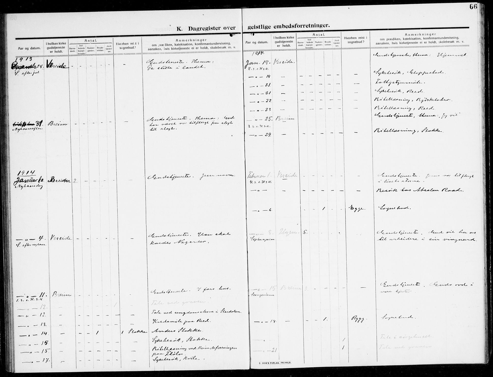 Gloppen sokneprestembete, SAB/A-80101/H/Hac/L0004: Residerende kapellans bok nr. A 4, 1909-1923, s. 66