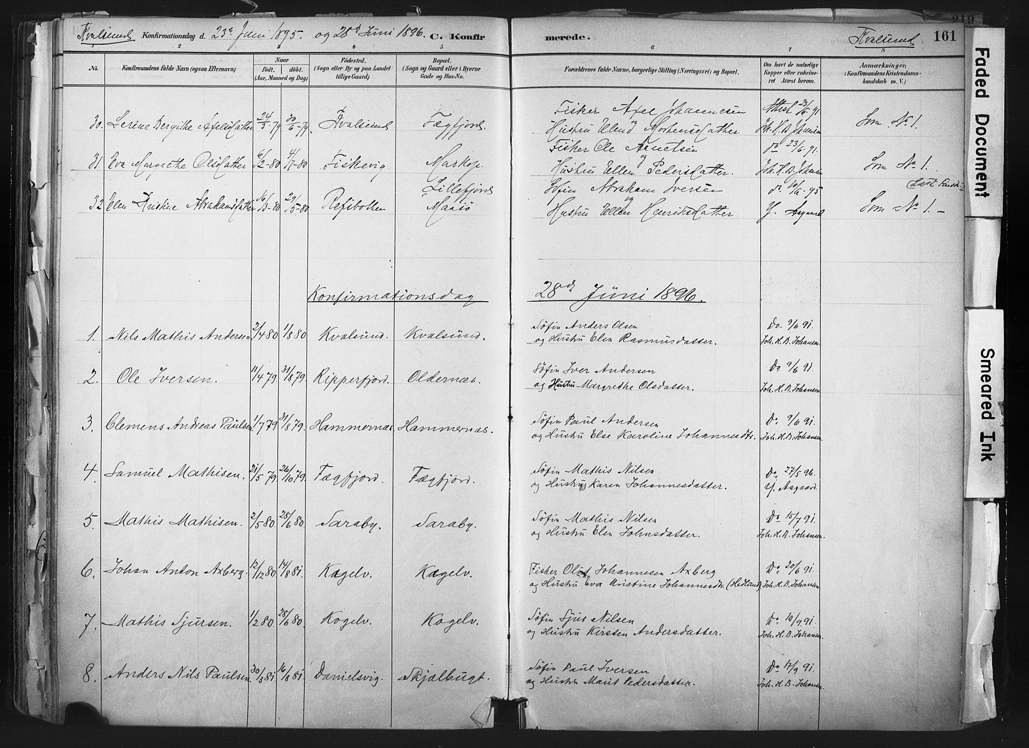Hammerfest sokneprestkontor, AV/SATØ-S-1347/H/Ha/L0011.kirke: Ministerialbok nr. 11 /2, 1885-1897, s. 161