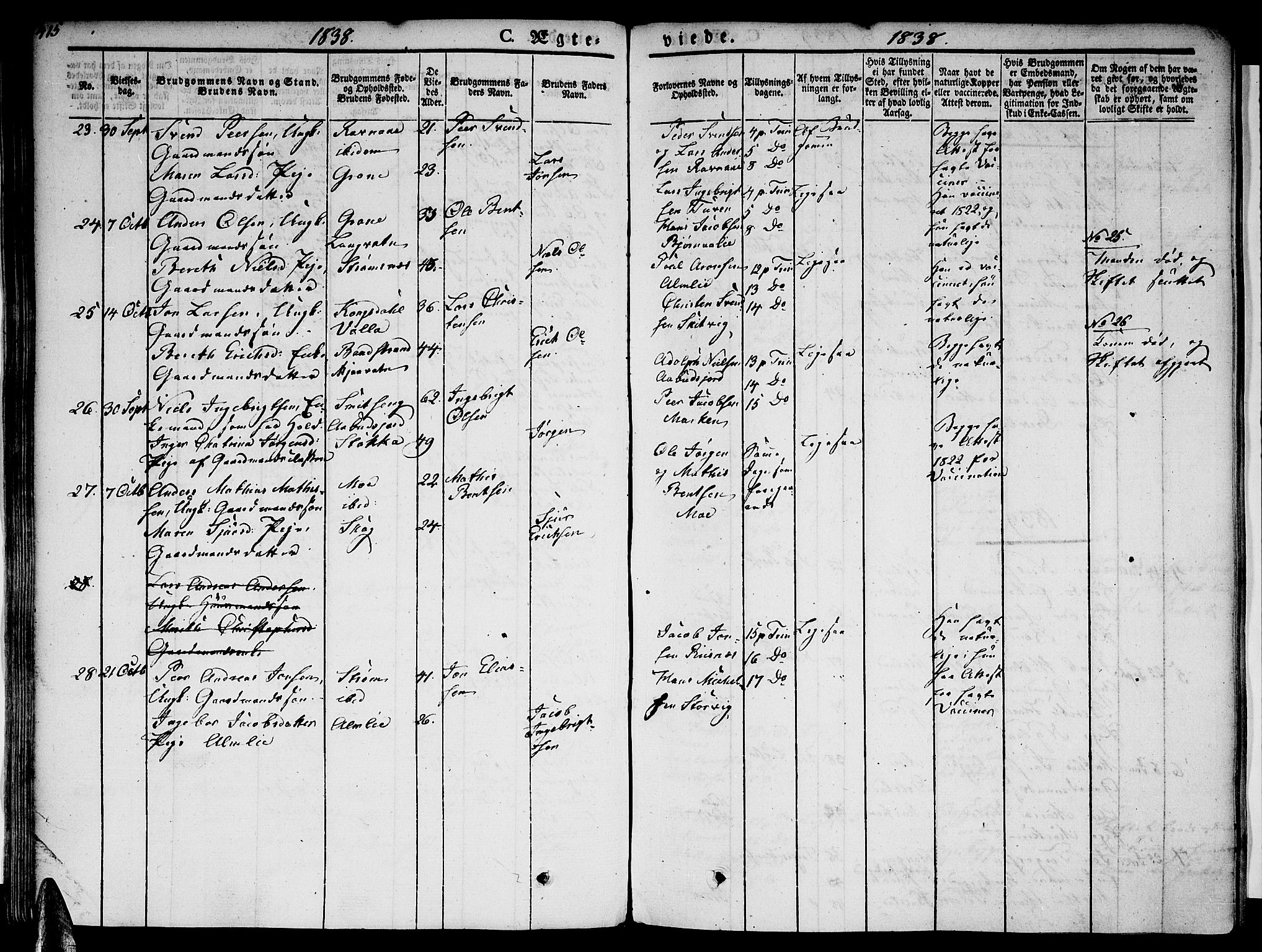 Ministerialprotokoller, klokkerbøker og fødselsregistre - Nordland, AV/SAT-A-1459/820/L0290: Ministerialbok nr. 820A11, 1826-1845, s. 415