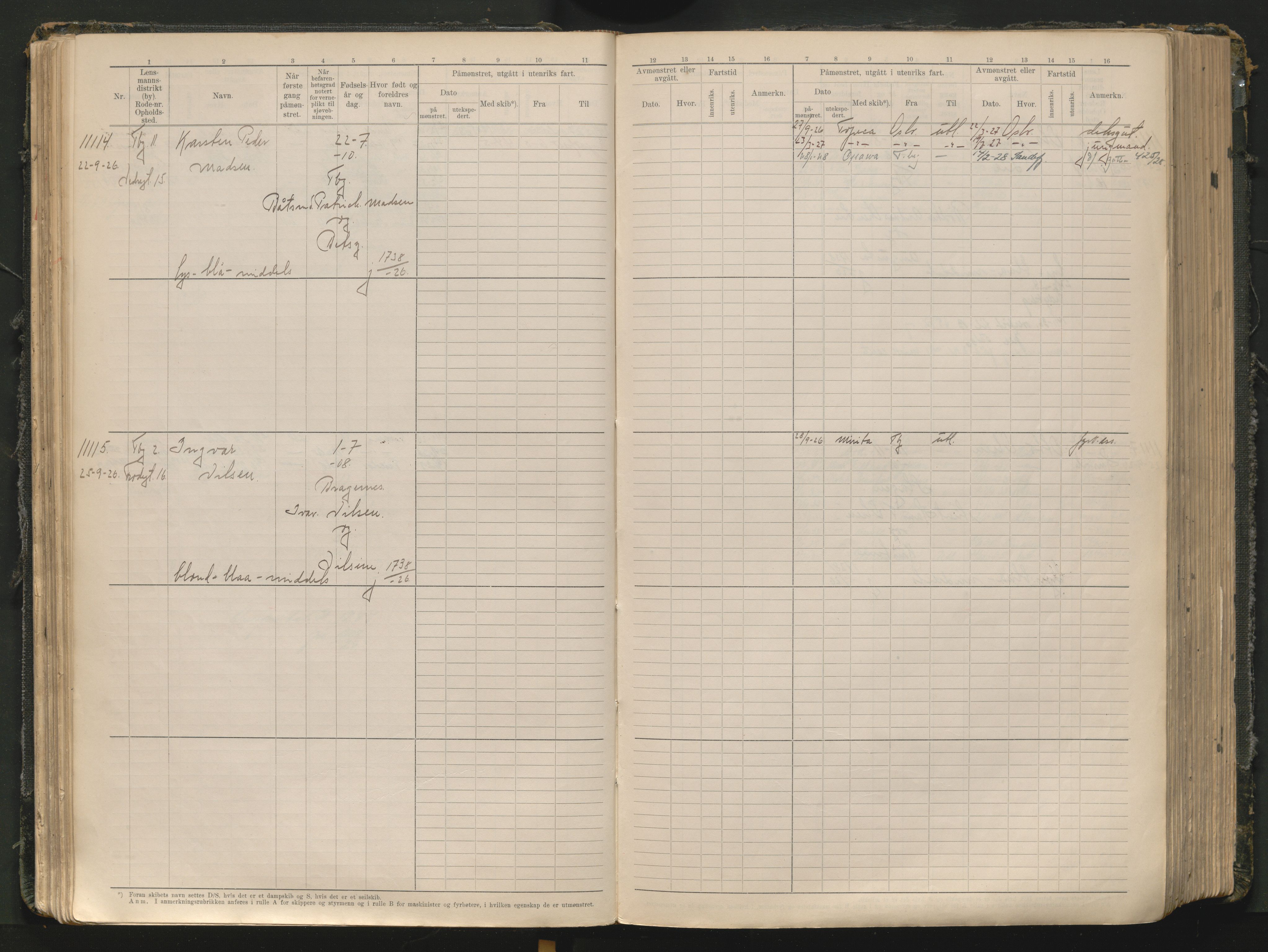 Tønsberg innrulleringskontor, AV/SAKO-A-786/F/Fc/Fcb/L0012: Hovedrulle Patent nr. 10828-12216, 1925-1948