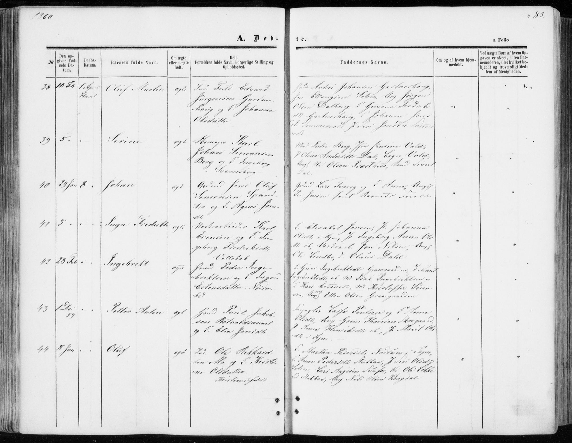 Ministerialprotokoller, klokkerbøker og fødselsregistre - Sør-Trøndelag, AV/SAT-A-1456/606/L0292: Ministerialbok nr. 606A07, 1856-1865, s. 83