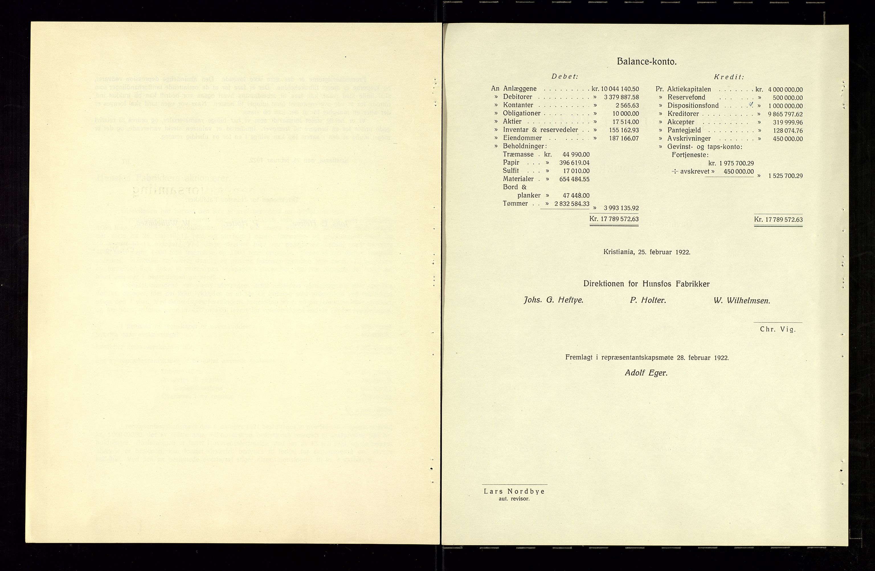 Hunsfos fabrikker, AV/SAK-D/1440/01/L0001/0003: Vedtekter, anmeldelser og årsberetninger / Årsberetninger og regnskap, 1918-1989, s. 20