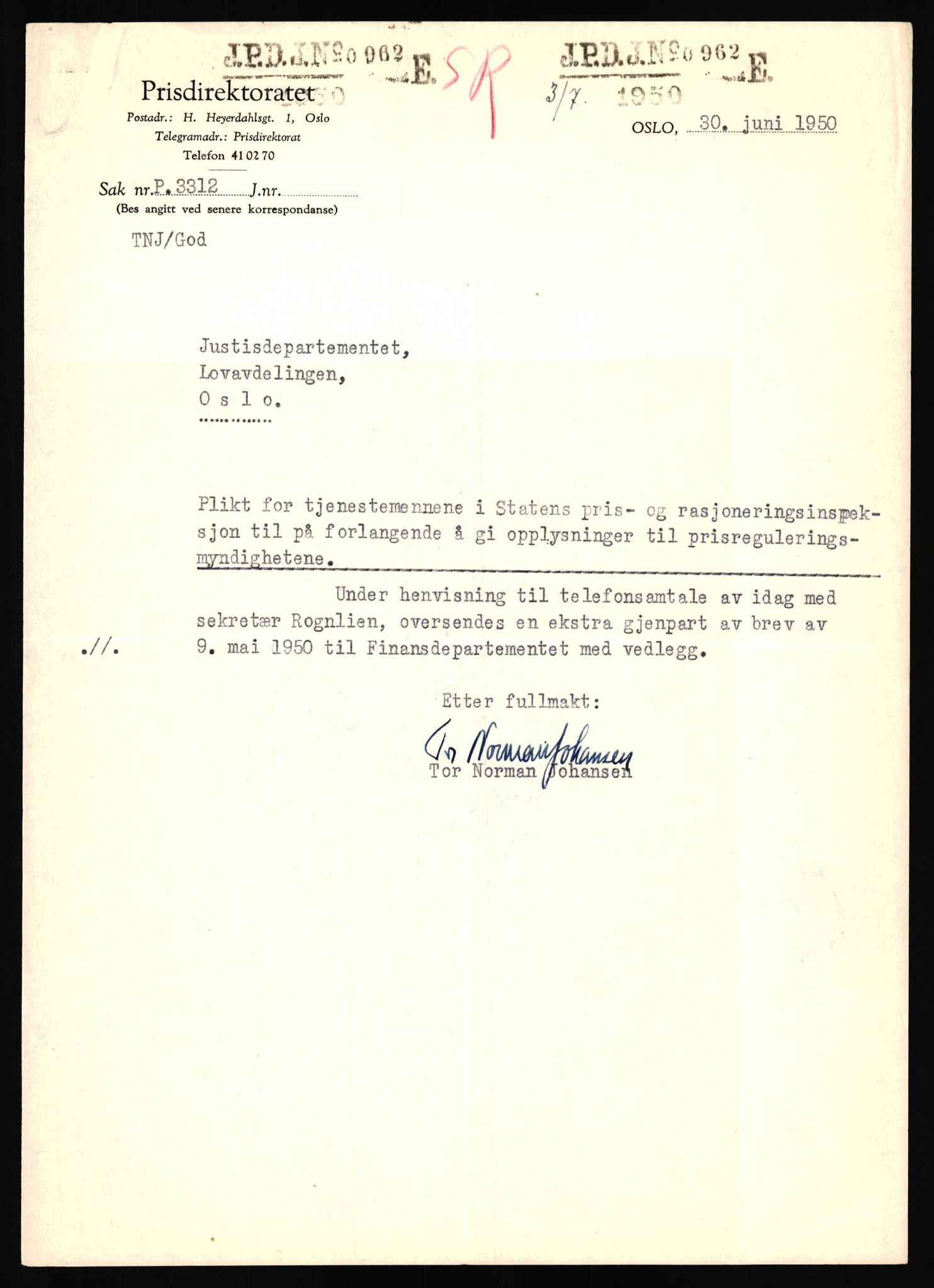 Justisdepartementet, Lovavdelingen, AV/RA-S-3212/D/Dh/L0284/0001: Lover / Uttalelser om lovutkast: Jnr. 455 - 1757. 3 mapper, 1950, s. 673