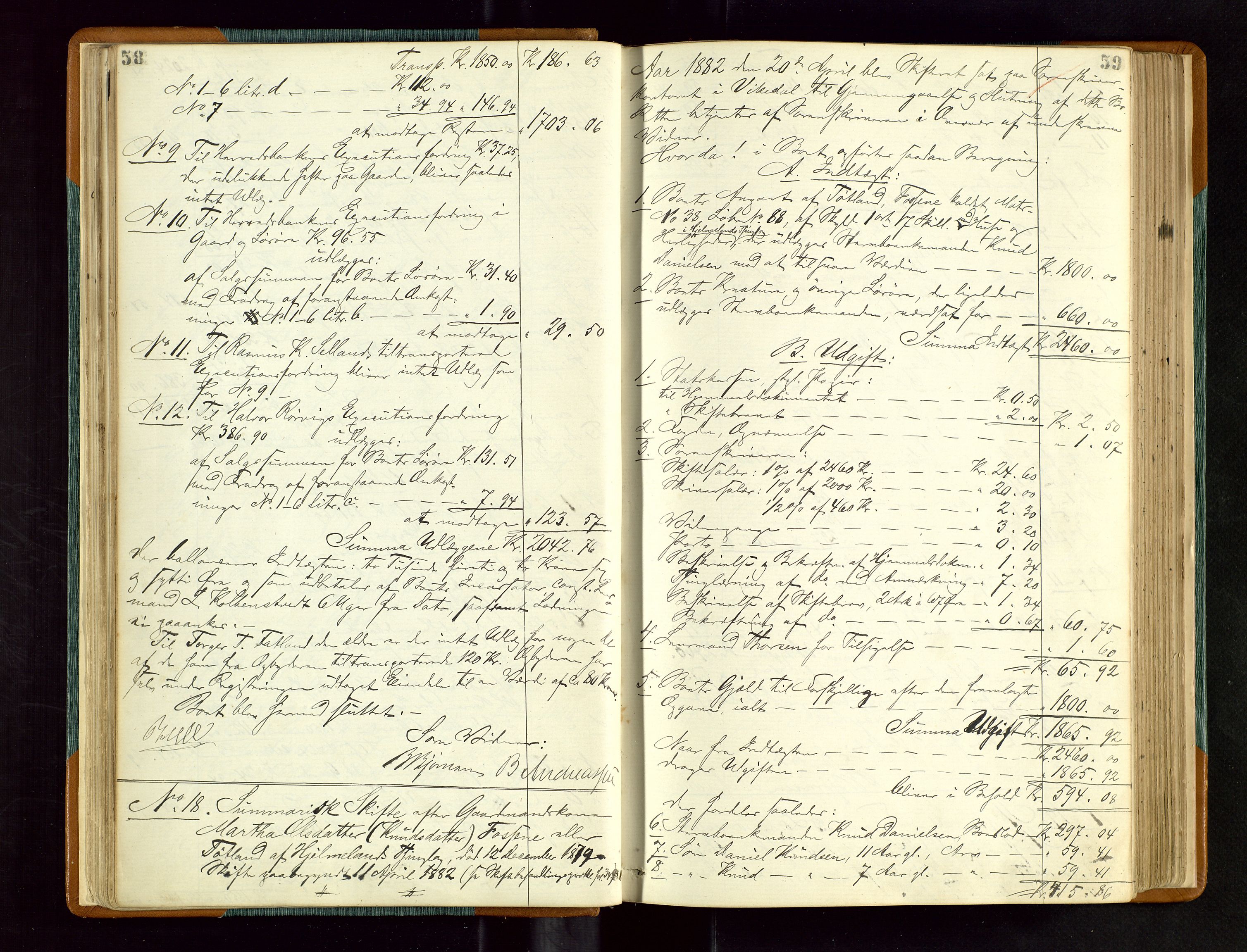 Ryfylke tingrett, AV/SAST-A-100055/001/IV/IVD/L0027: Skifteprotokoll, register i protokollen, 1881-1885, s. 58-59