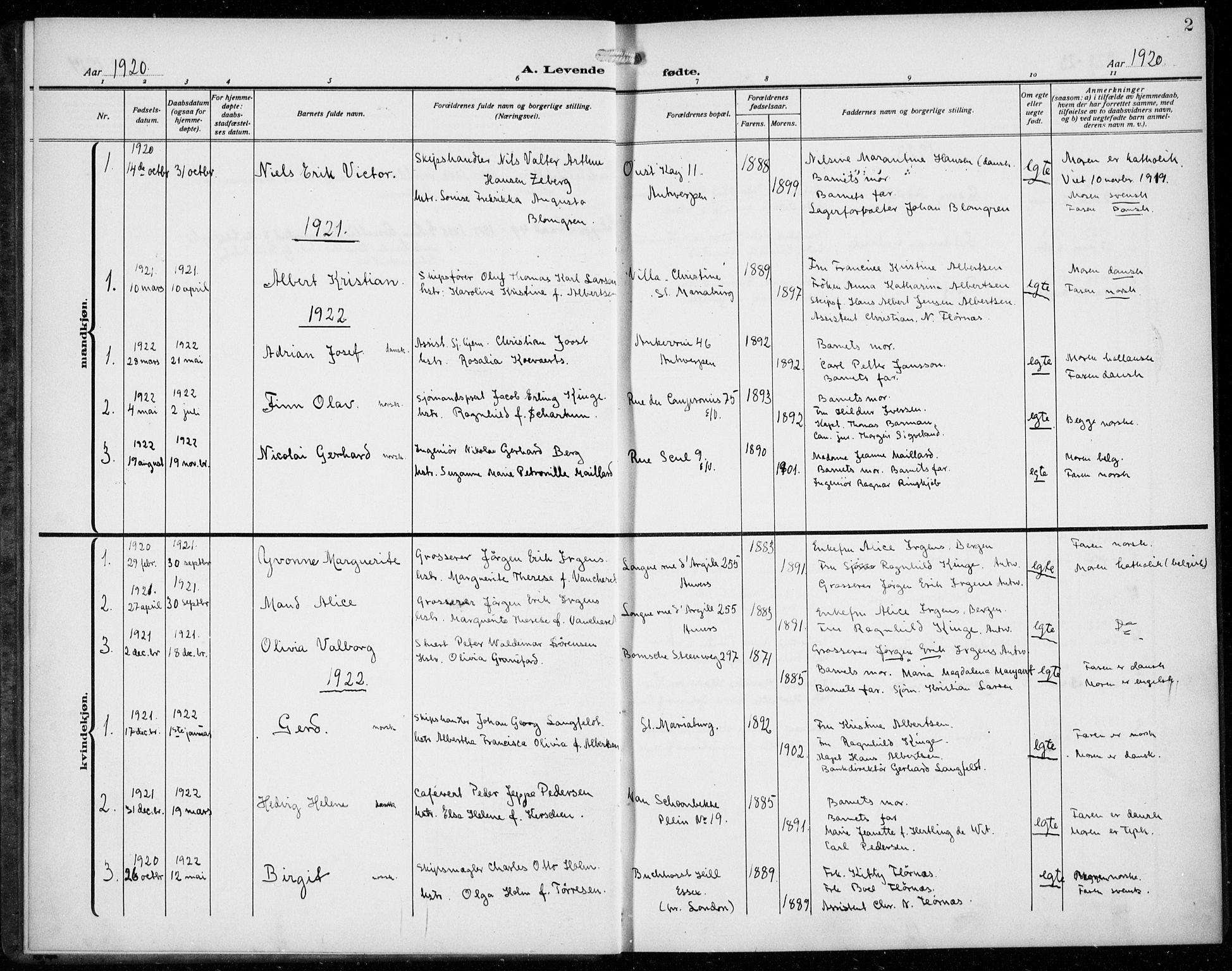 Den norske sjømannsmisjon i utlandet/Antwerpen, AV/SAB-SAB/PA-0105/H/Ha/L0003: Ministerialbok nr. A 3, 1914-1930, s. 2