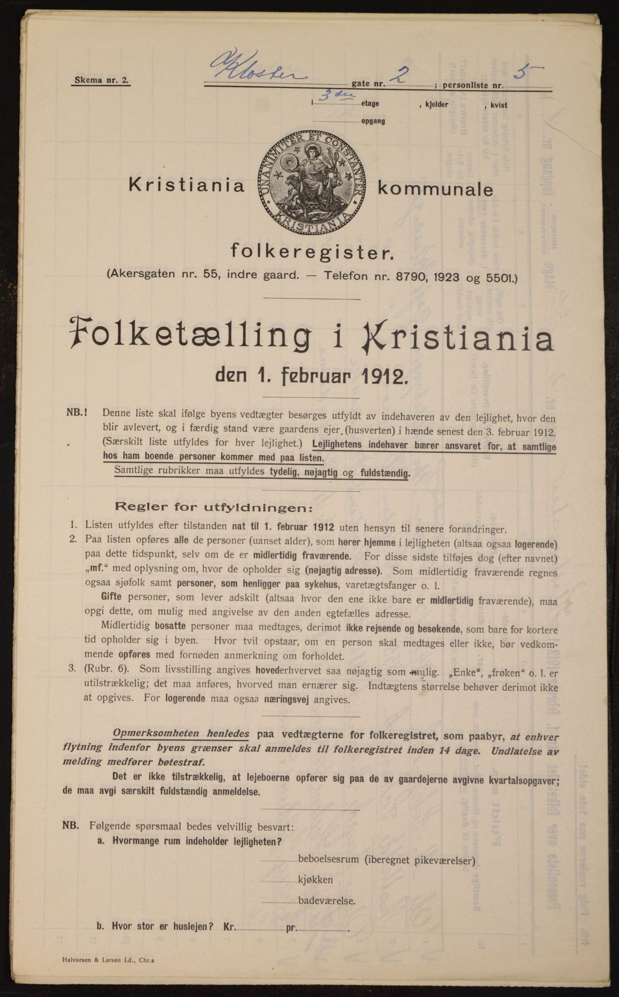 OBA, Kommunal folketelling 1.2.1912 for Kristiania, 1912, s. 52313