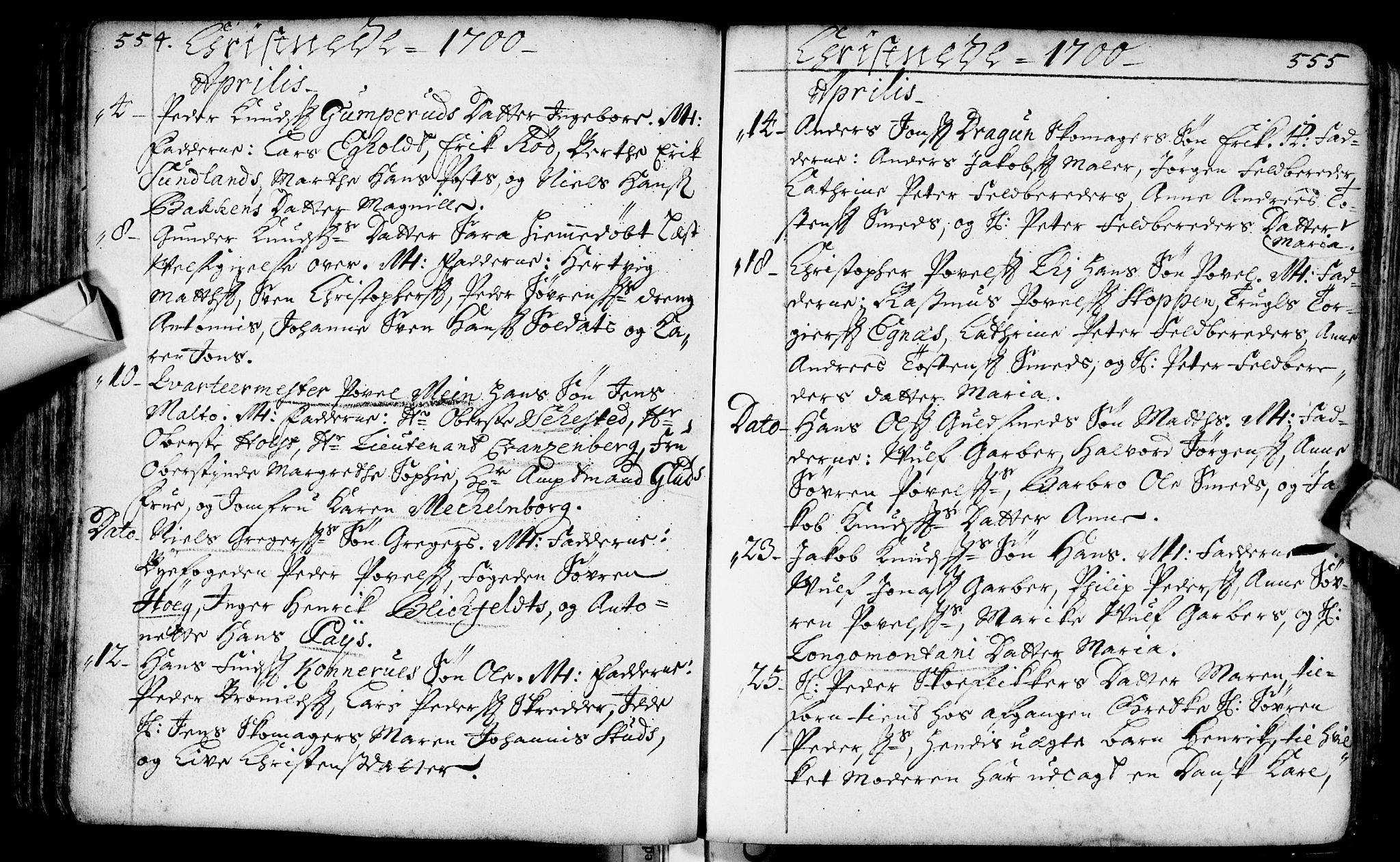 Bragernes kirkebøker, AV/SAKO-A-6/F/Fa/L0002: Ministerialbok nr. I 2, 1680-1705, s. 554-555