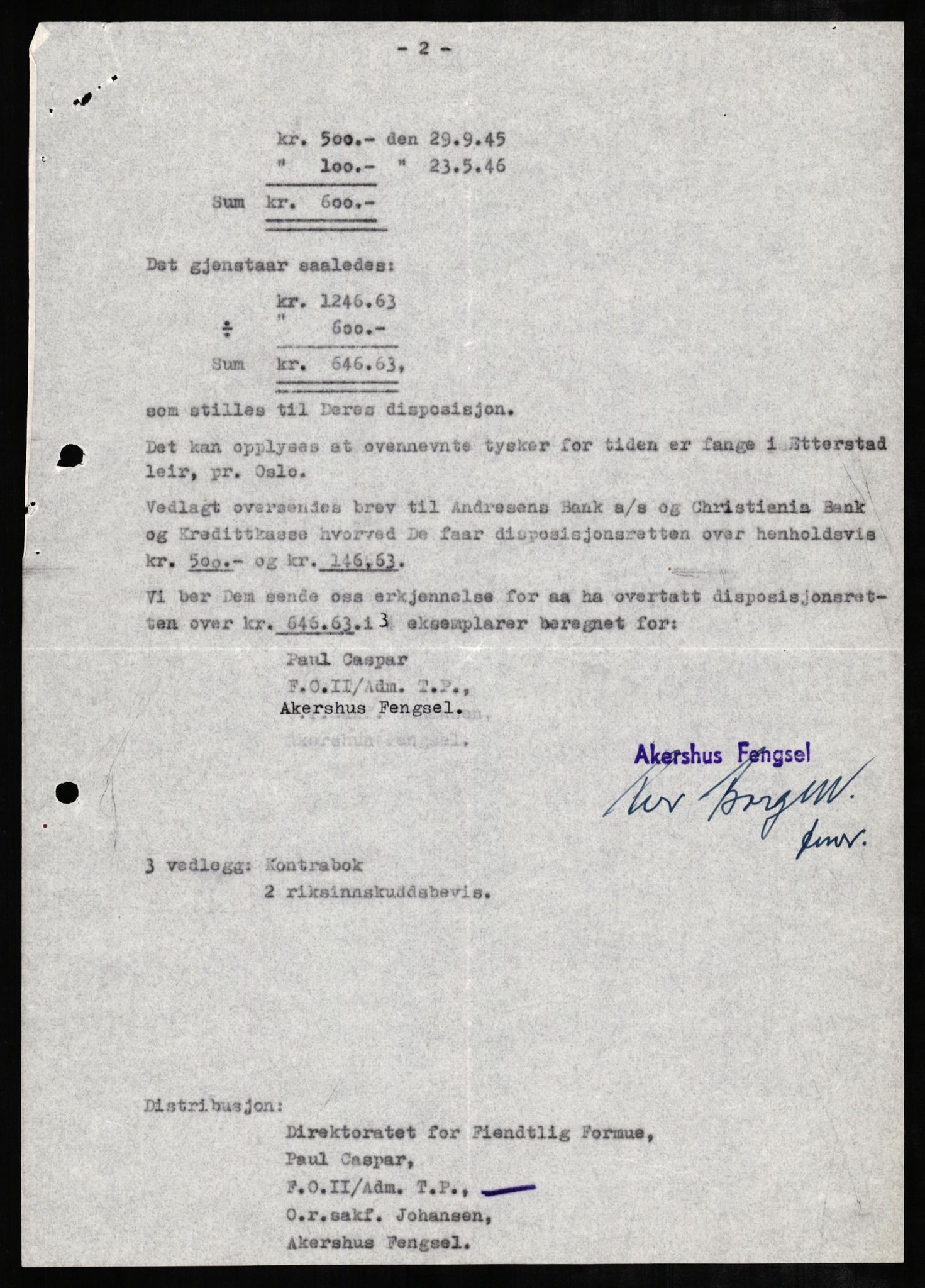 Forsvaret, Forsvarets overkommando II, AV/RA-RAFA-3915/D/Db/L0005: CI Questionaires. Tyske okkupasjonsstyrker i Norge. Tyskere., 1945-1946, s. 225