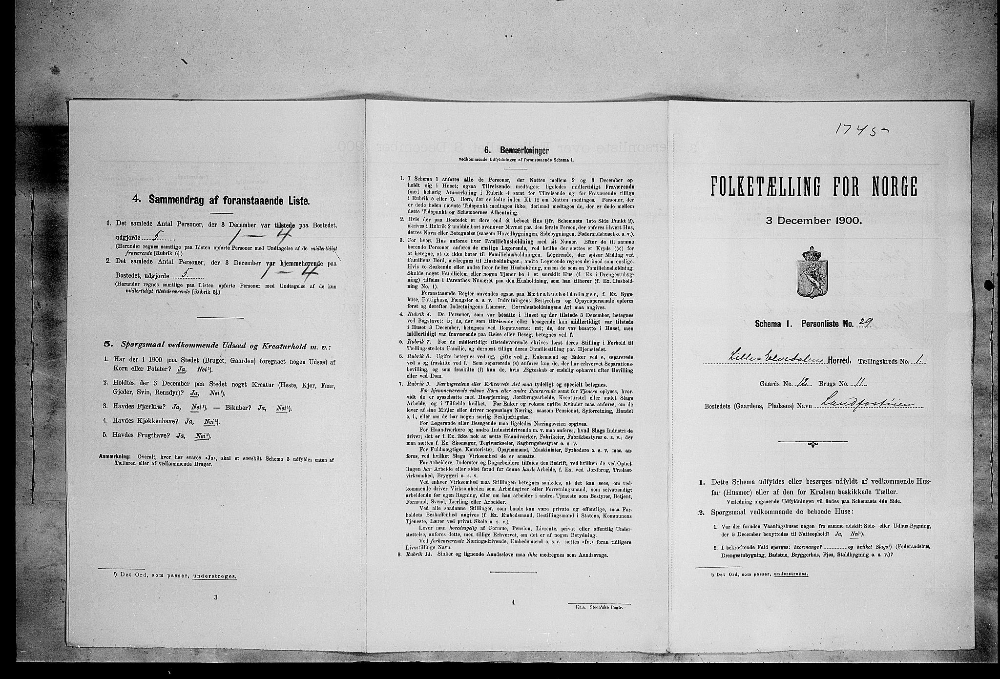 SAH, Folketelling 1900 for 0438 Lille Elvedalen herred, 1900, s. 165