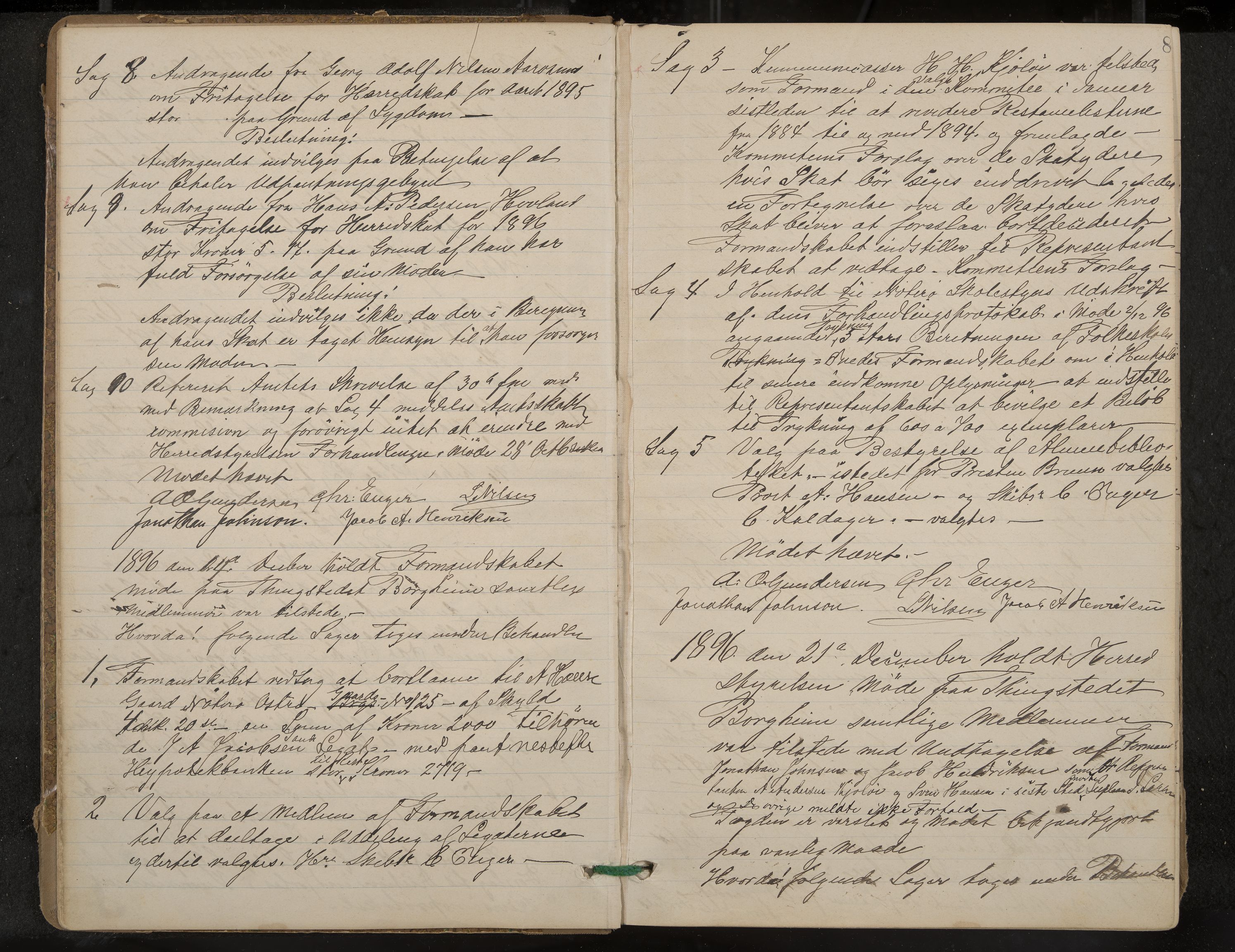 Nøtterøy formannskap og sentraladministrasjon, IKAK/0722021-1/A/Aa/L0005: Møtebok med register, 1896-1905, s. 8