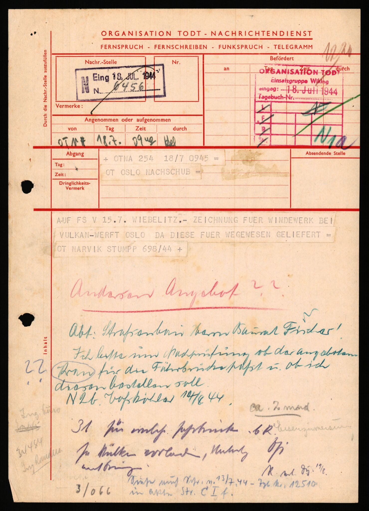 Tyske arkiver, Organisation Todt (OT), Einsatzgruppe Wiking, AV/RA-RAFA-2188/1/E/E2/E2d/L0023: Fähren und Anlegen, 1942-1944, s. 24