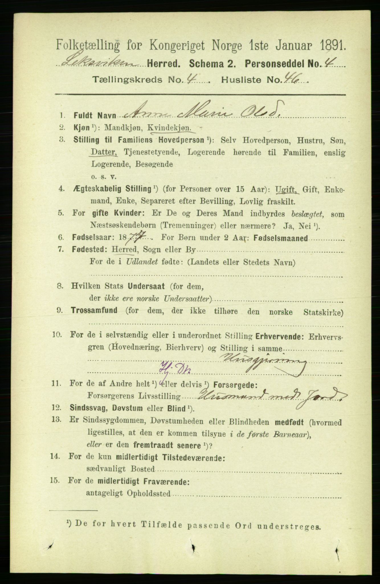 RA, Folketelling 1891 for 1718 Leksvik herred, 1891, s. 2206