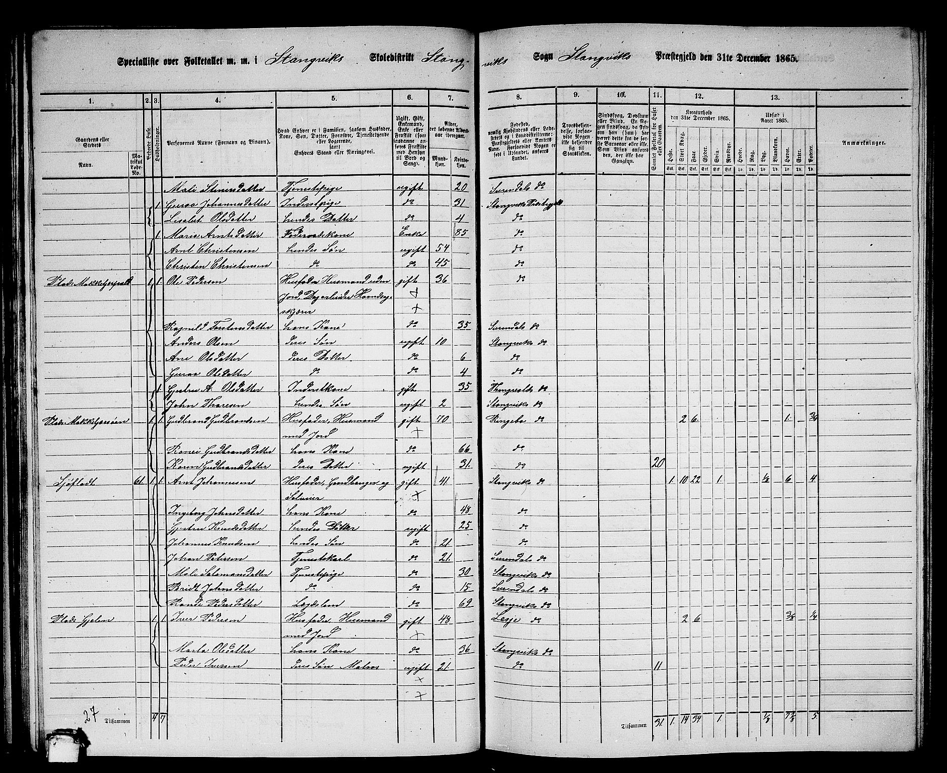RA, Folketelling 1865 for 1564P Stangvik prestegjeld, 1865, s. 49
